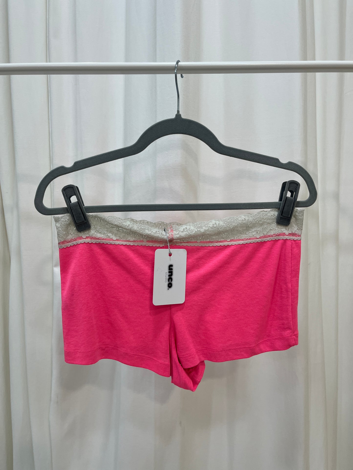 Vintage neon pink lace shorts
