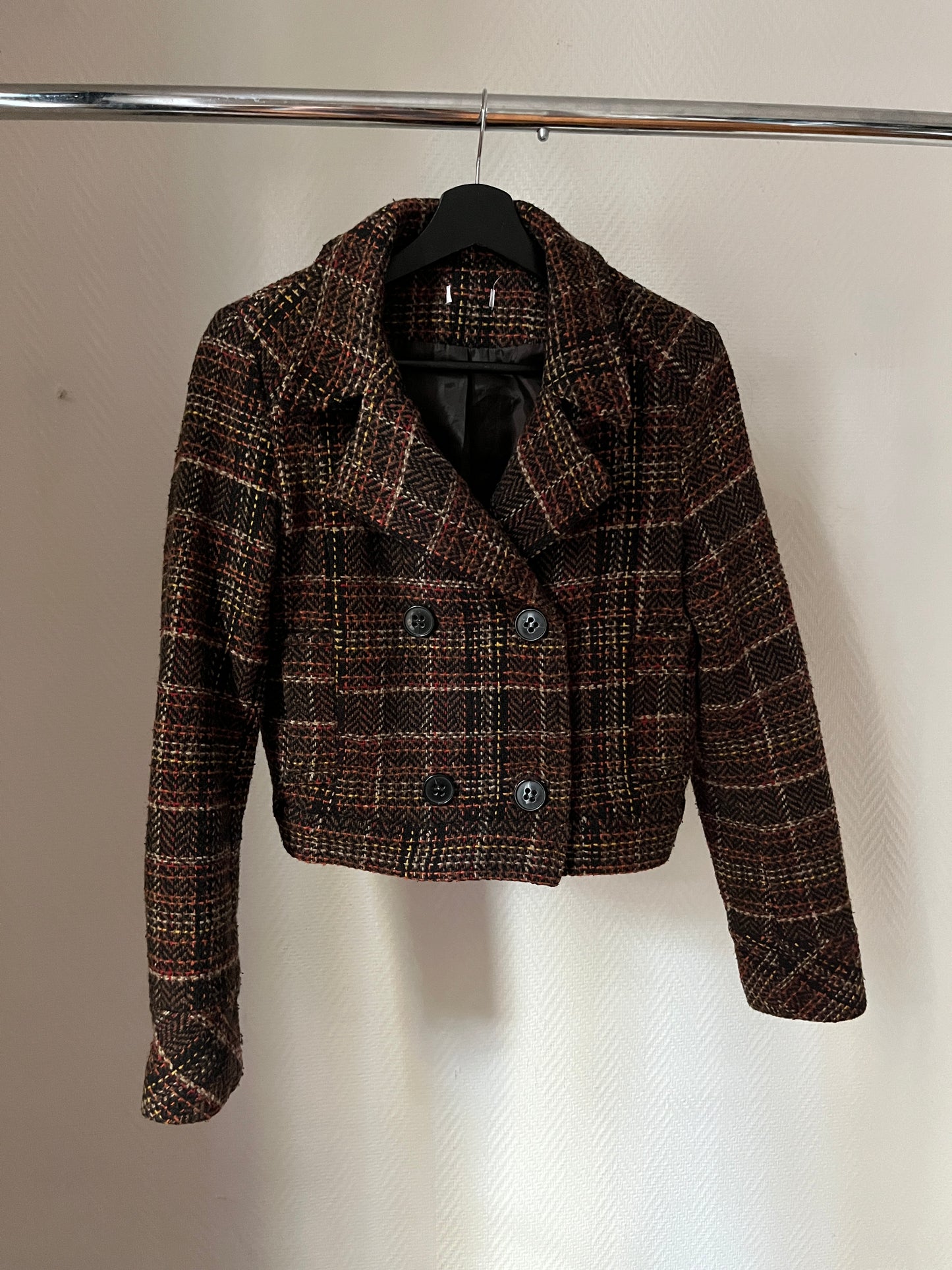 Vintage short tweed trench coat