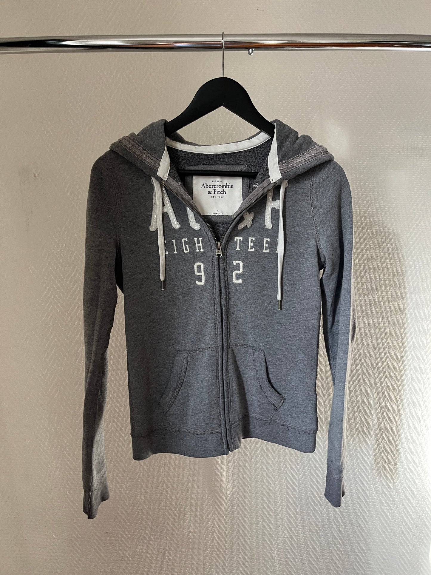 A&F vintage grey zip up jacket