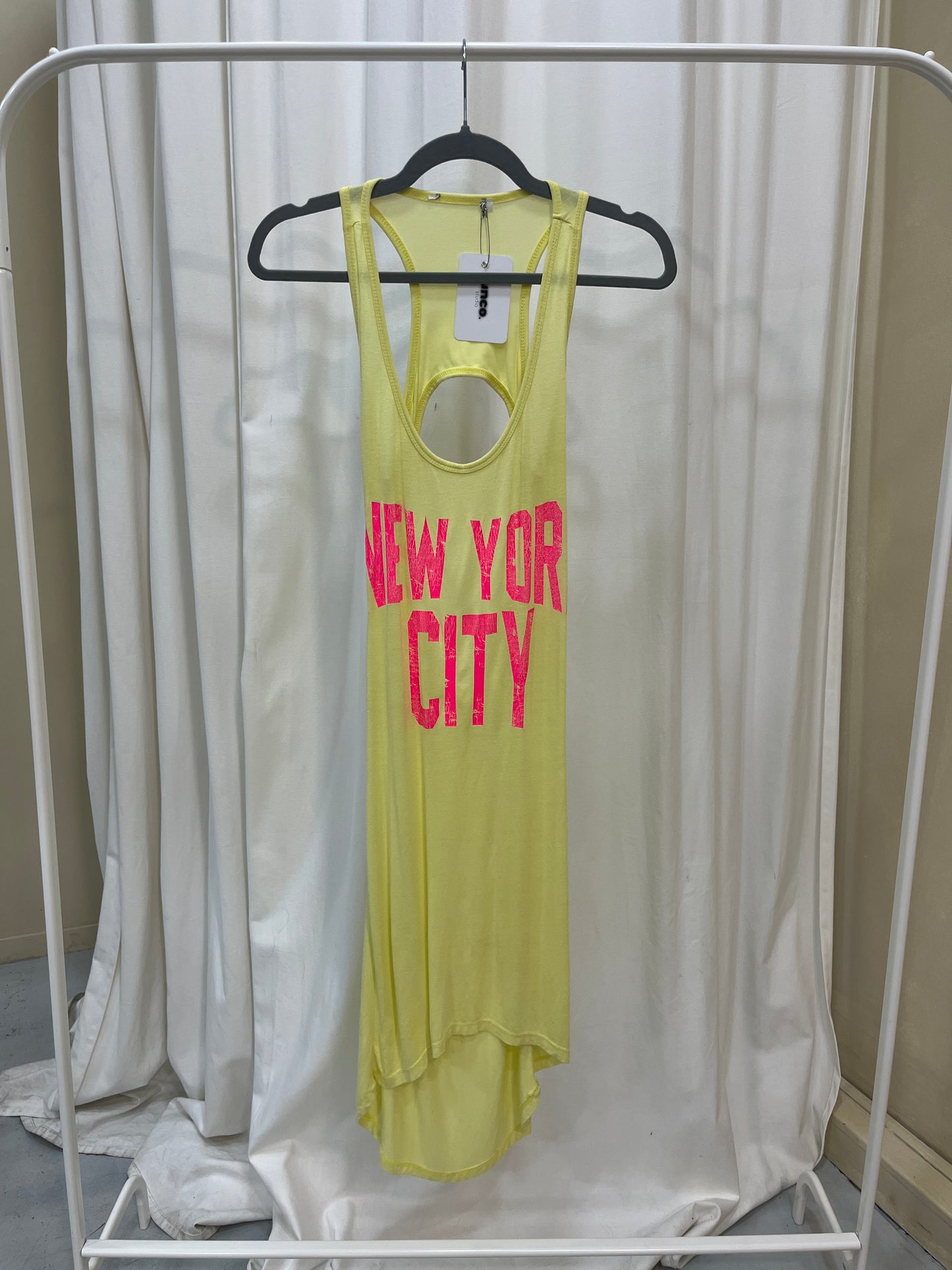 Vintage New York City yellow and pink dress