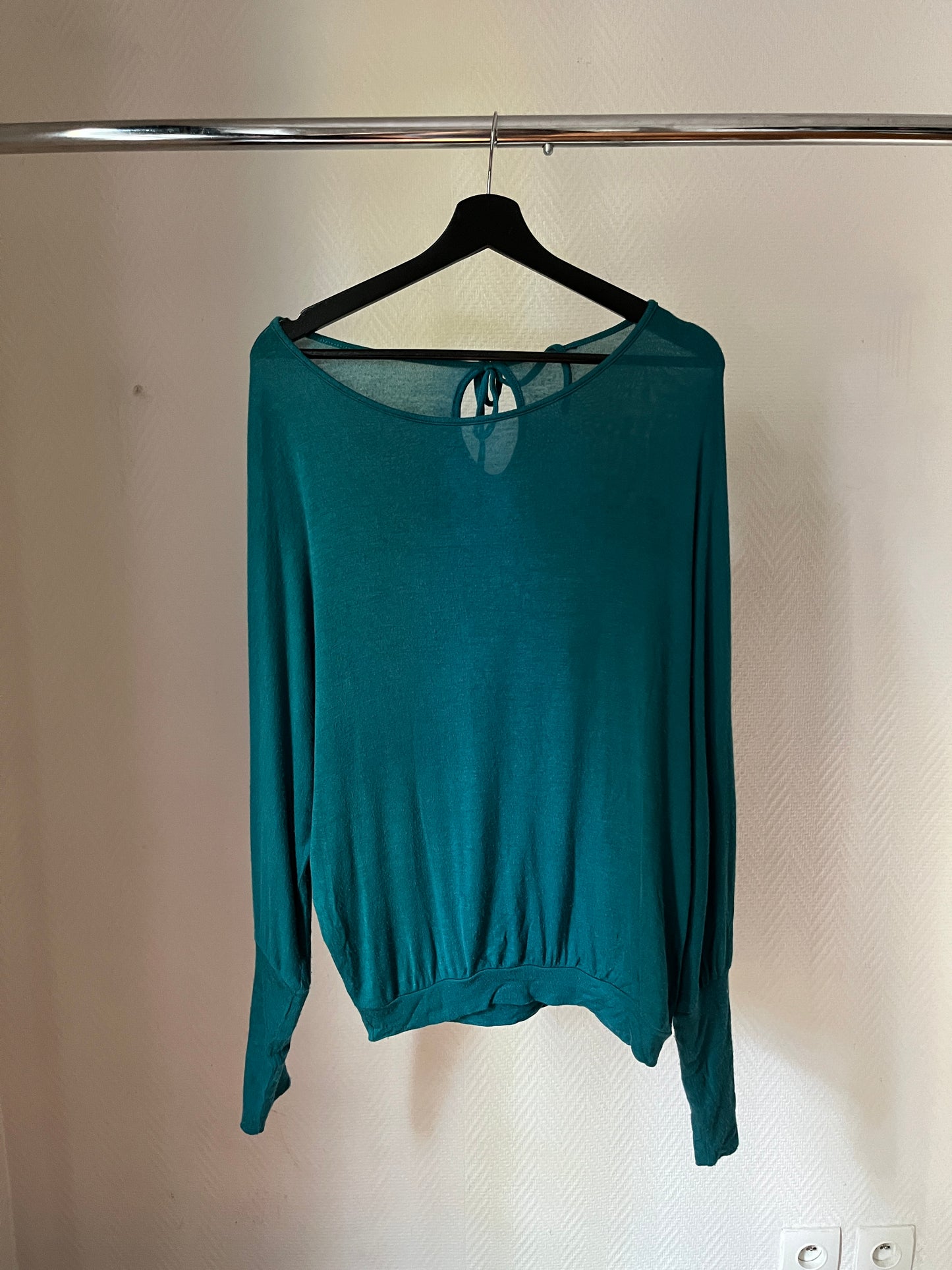 Vintage blue batwing draped top