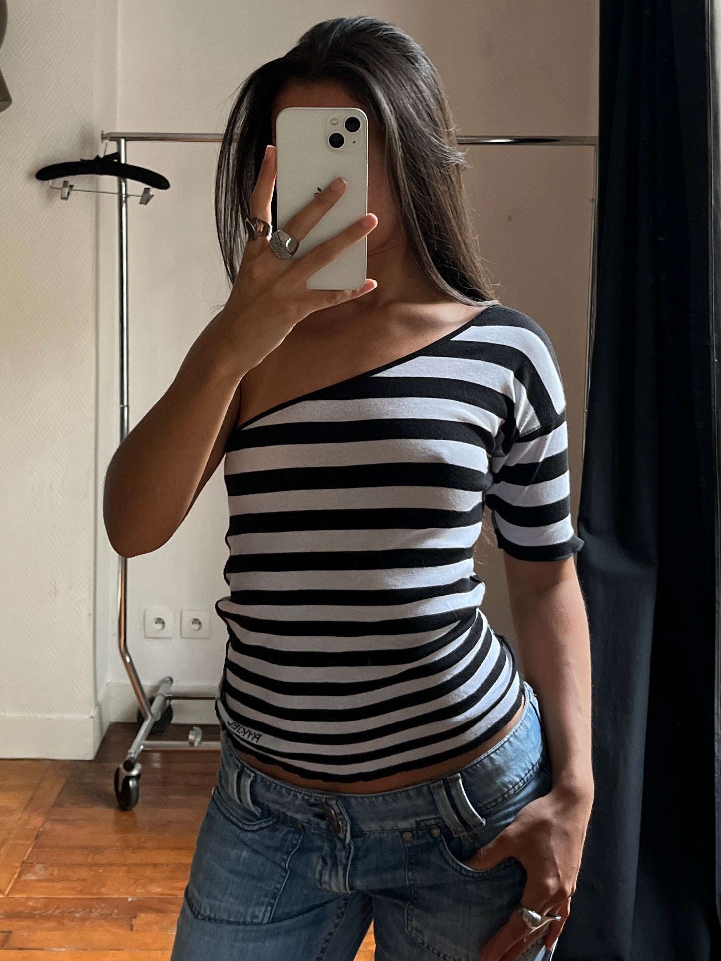 Vintage Sonia Rykiel asymmetrical striped top