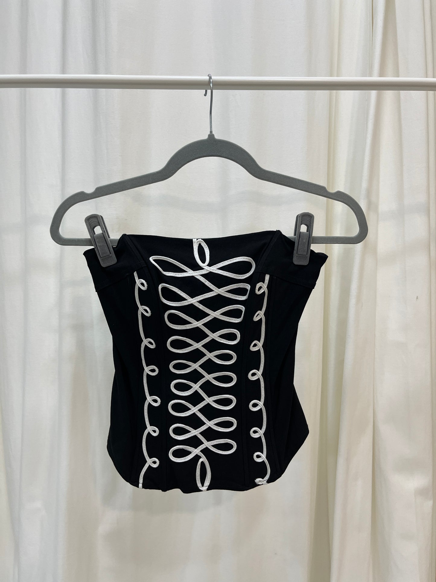 Vintage black and white napoléonien style bustier top