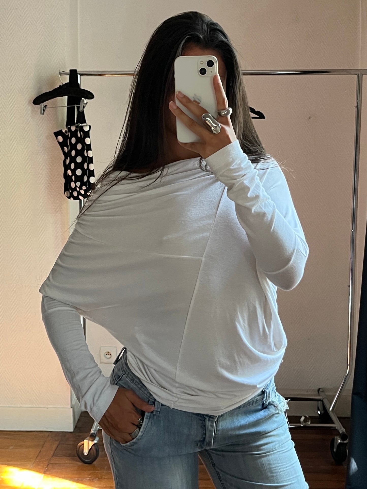 Vintage white draped top