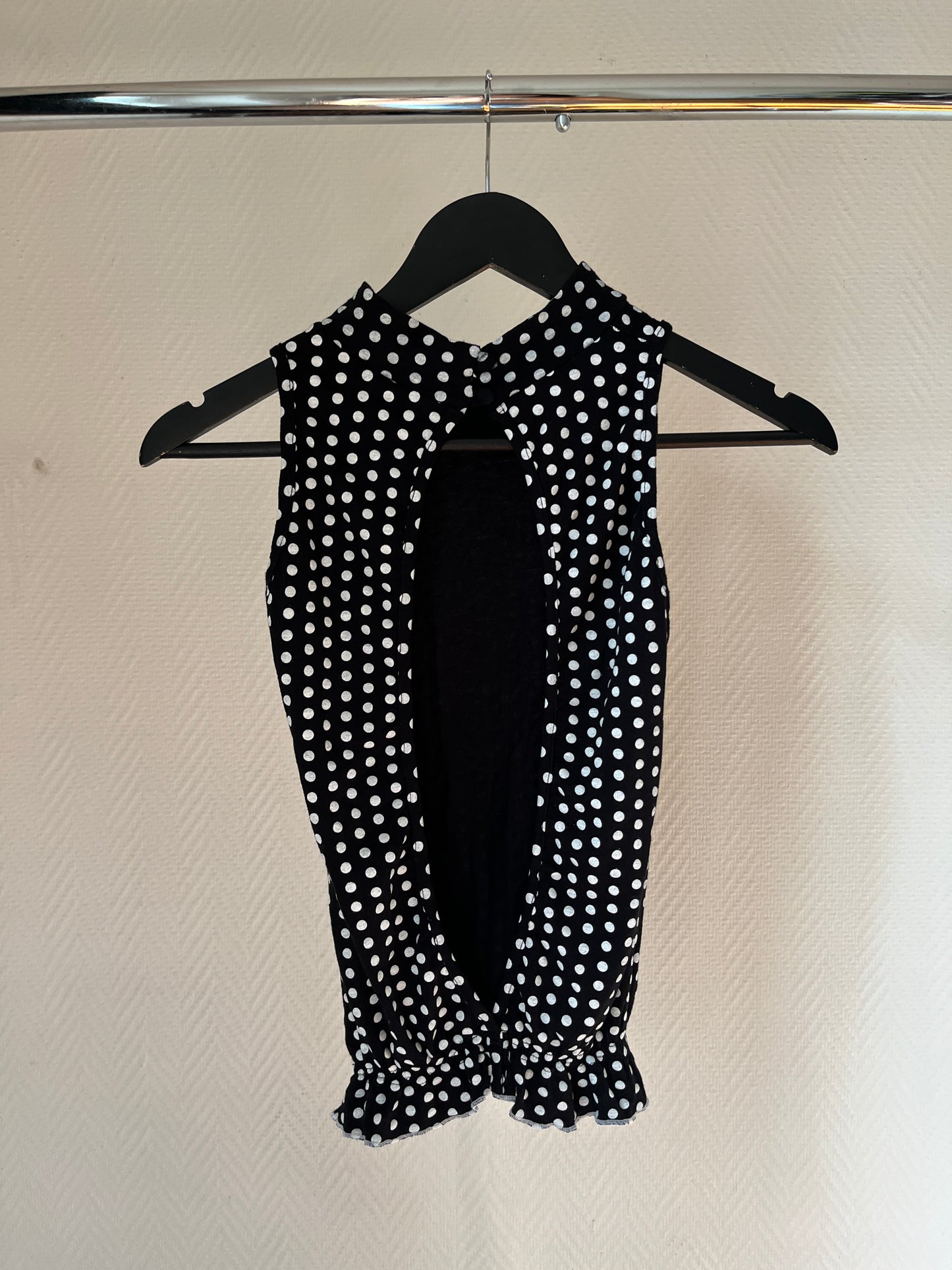 Vintage polka dot open back top