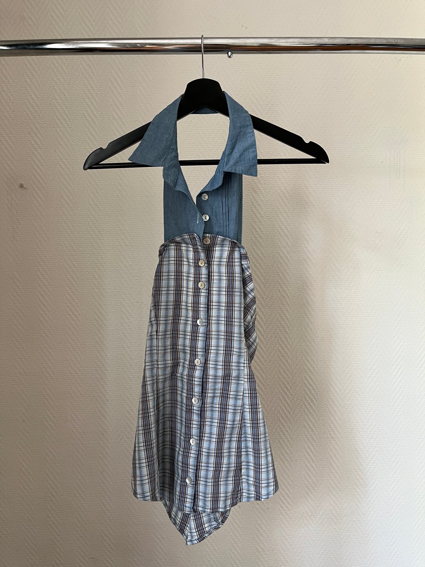 Bimaterial halter top