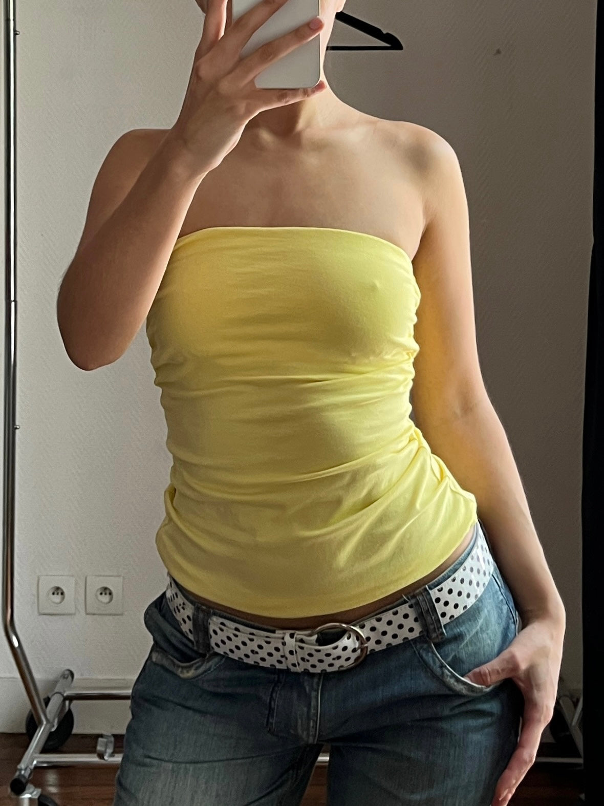 Yellow bustier top
