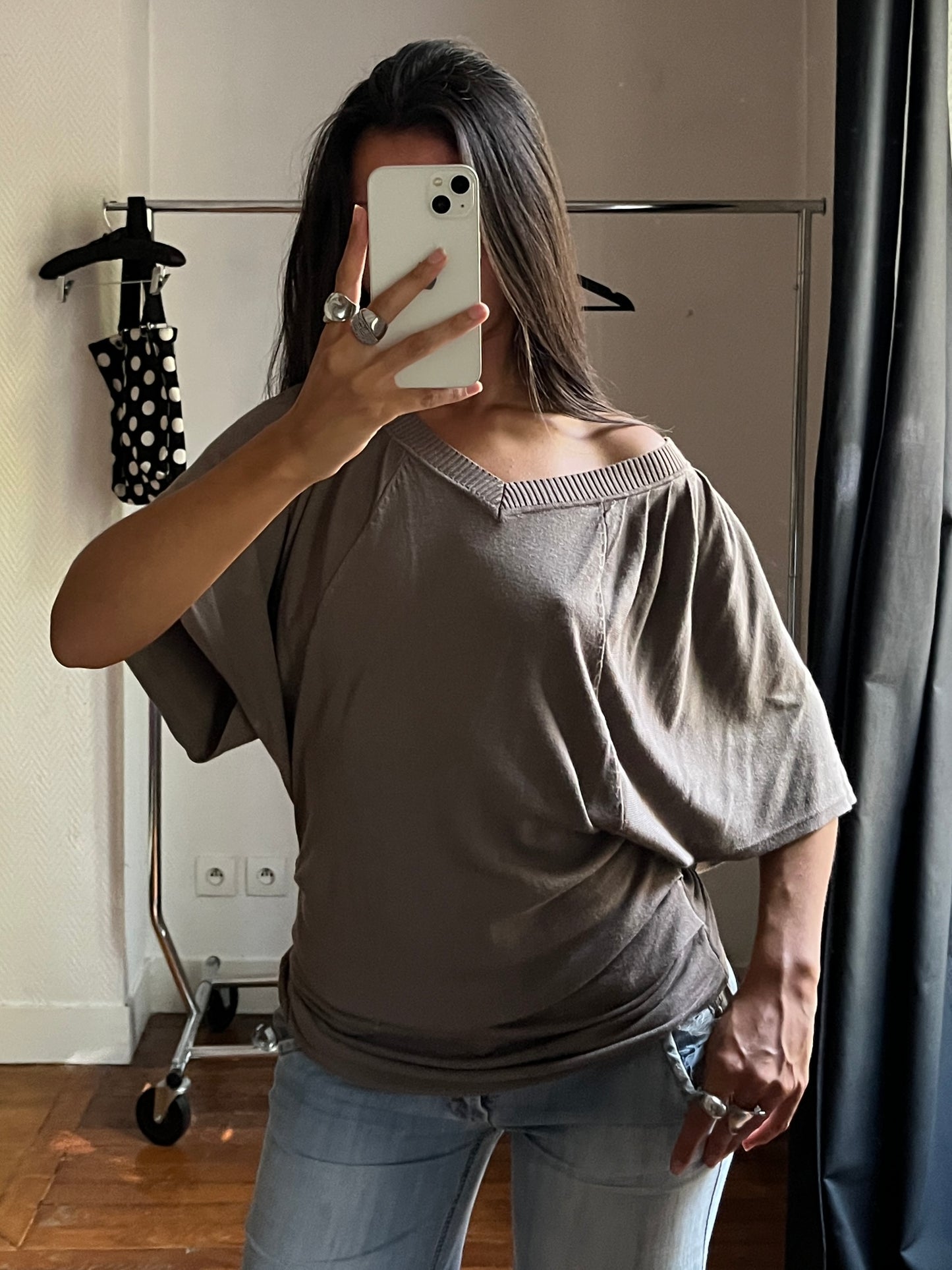 Vintage batwing draped tunique