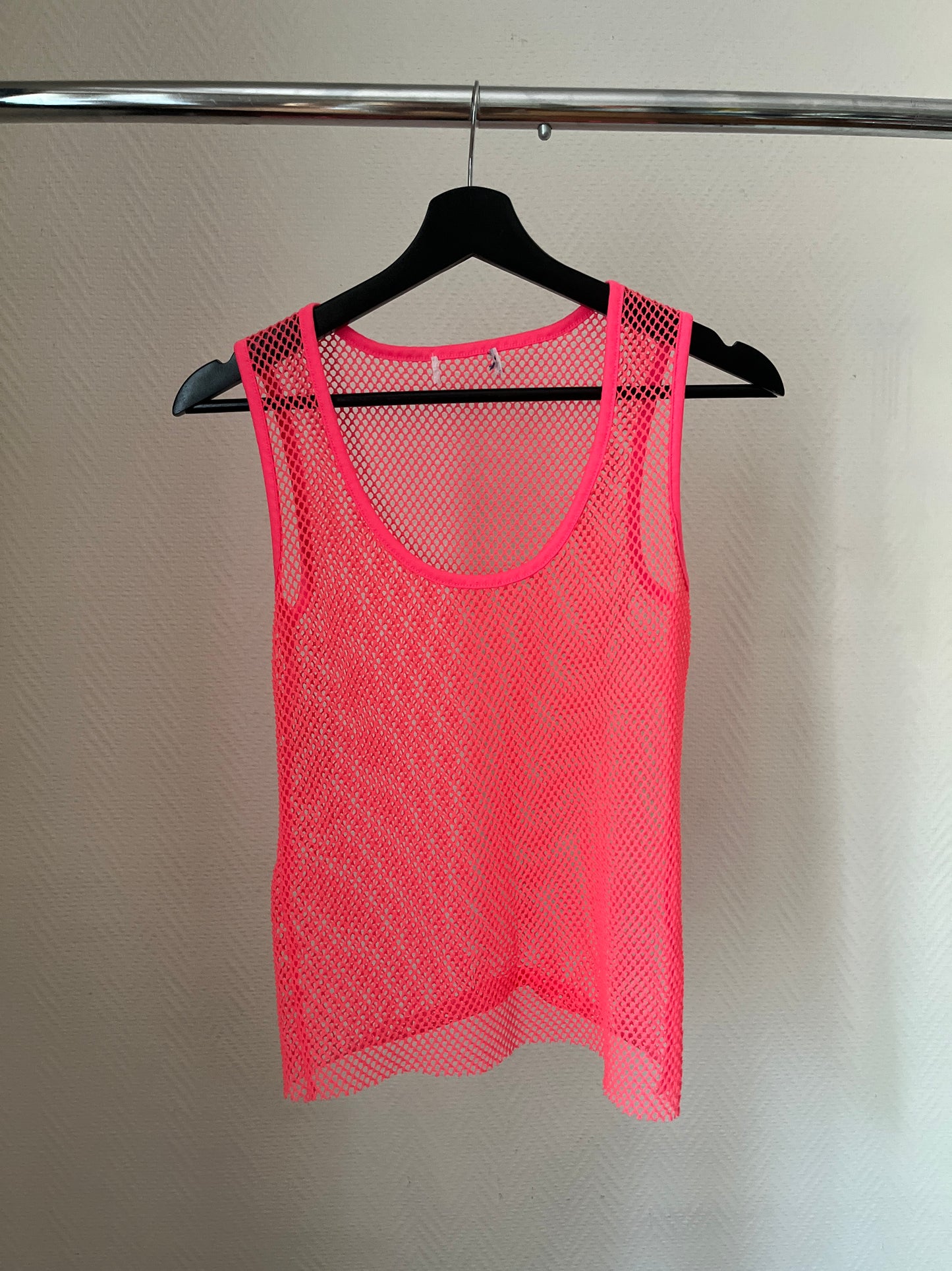 Vintage neon pink fishnet top