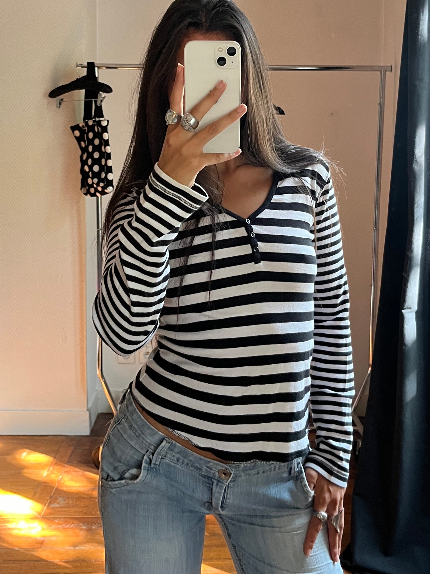 Vintage striped buttoned top