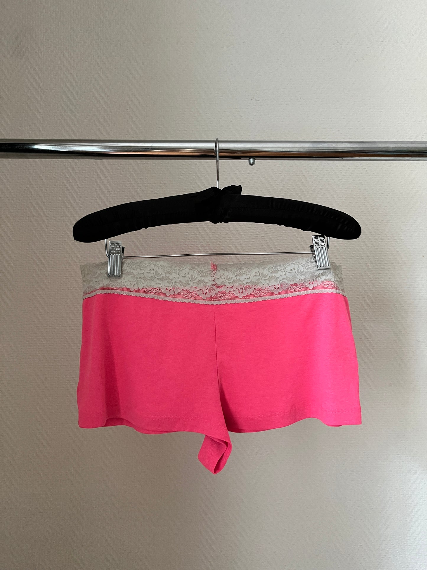 Vintage neon pink & lace shorts