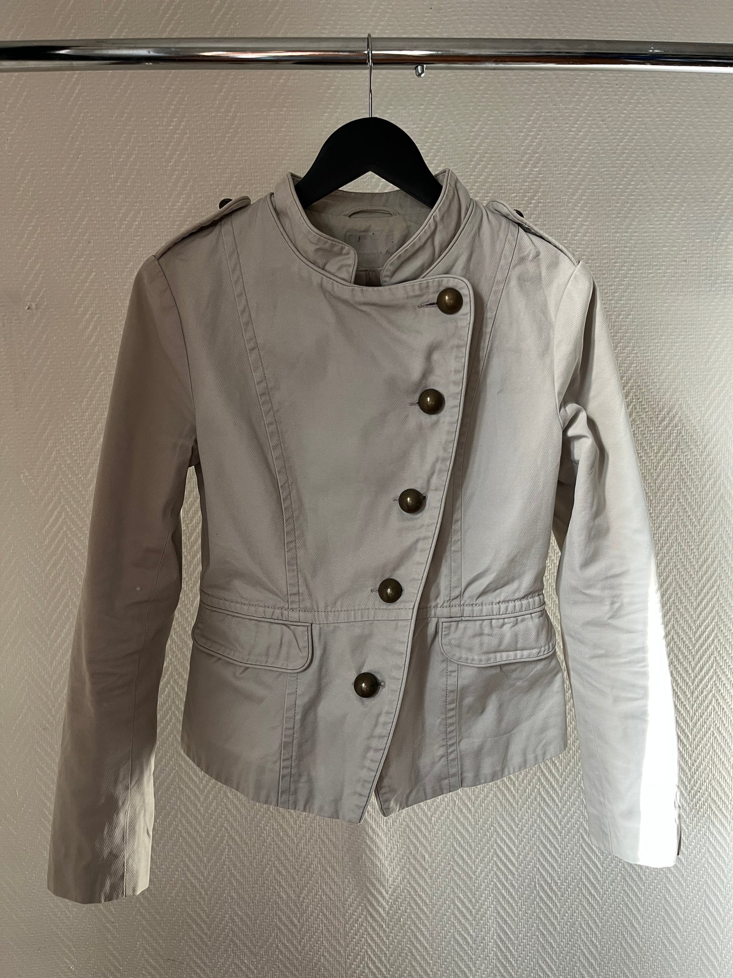 Vintage asymmetrical beige officer jacket