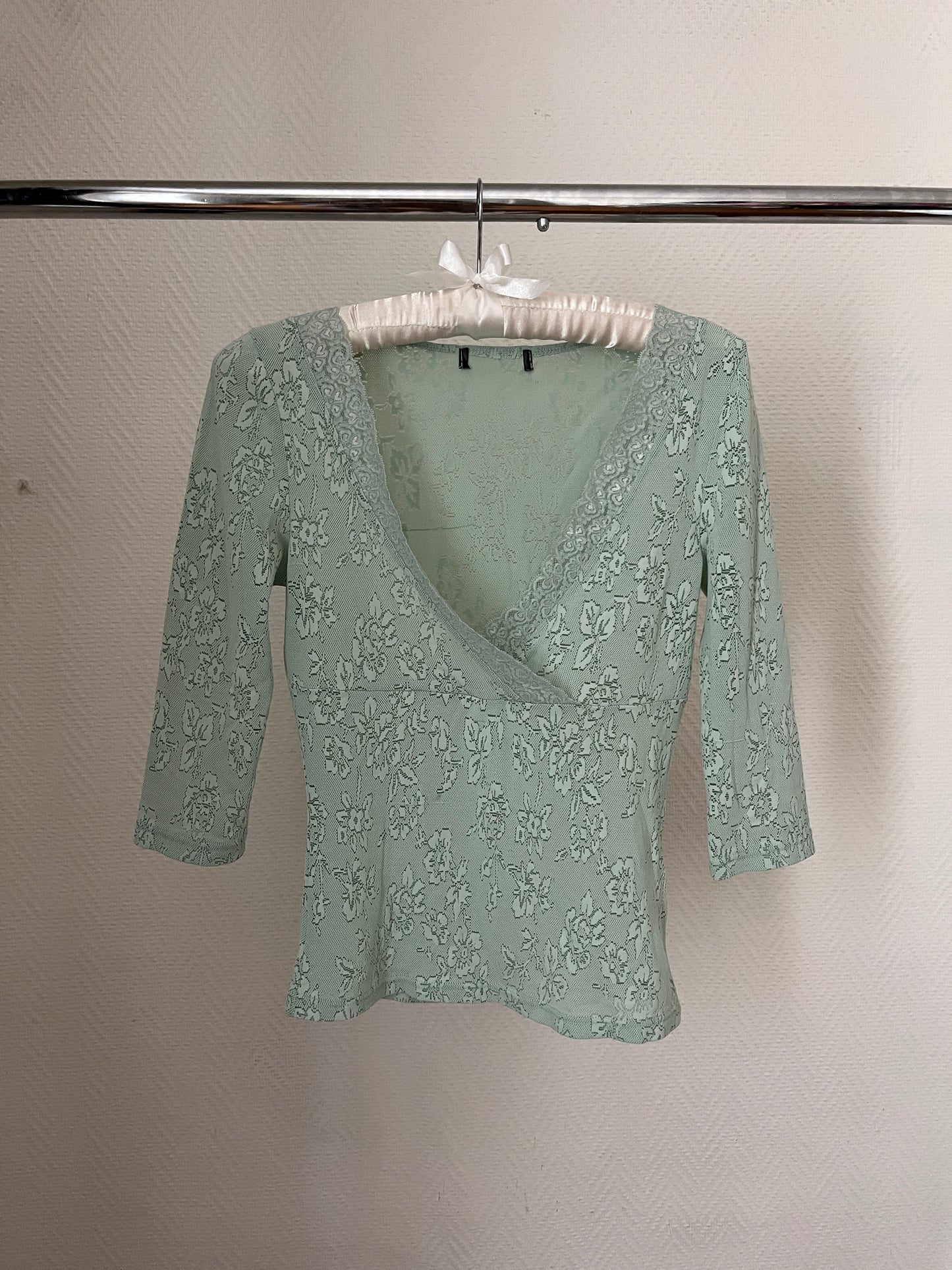 Vintage mint lace wrap up top