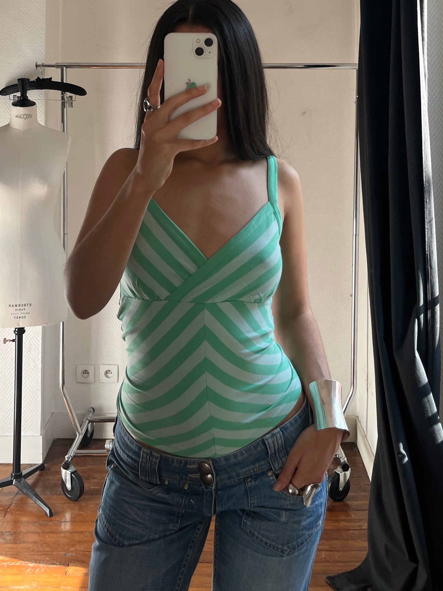 Striped green tank top