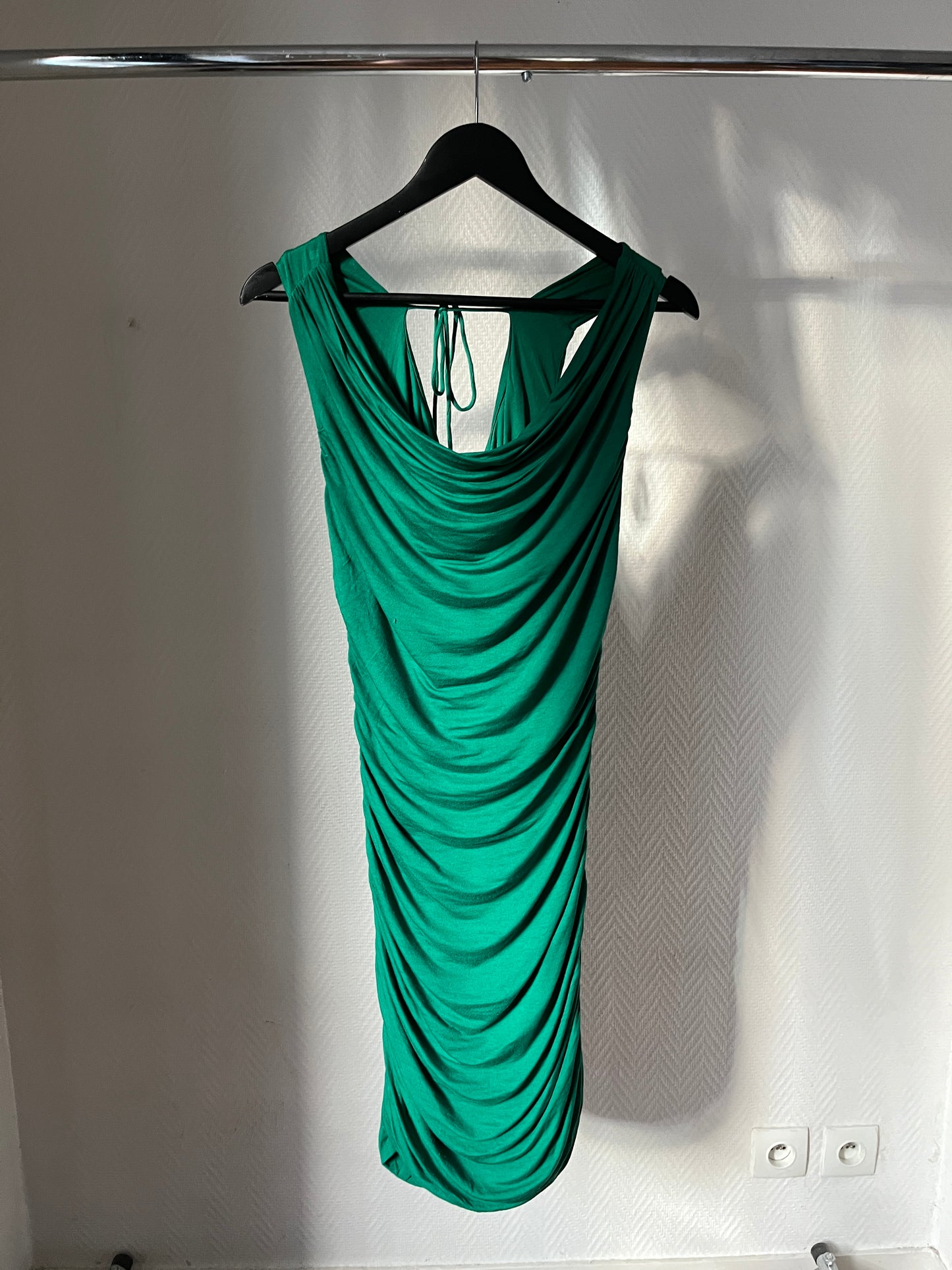 Vintage green draped dress
