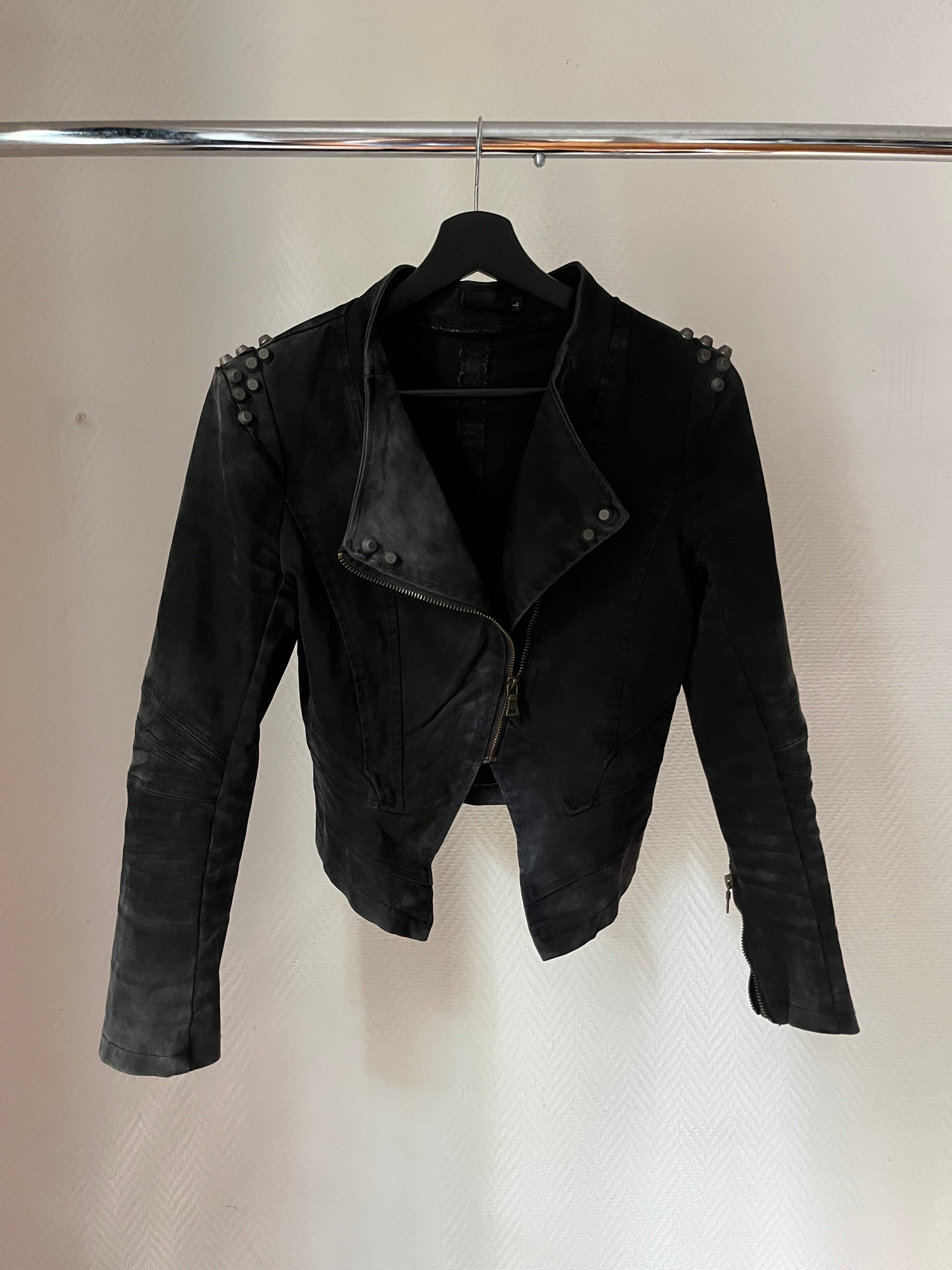 Vintage studded asymmetrical jacket