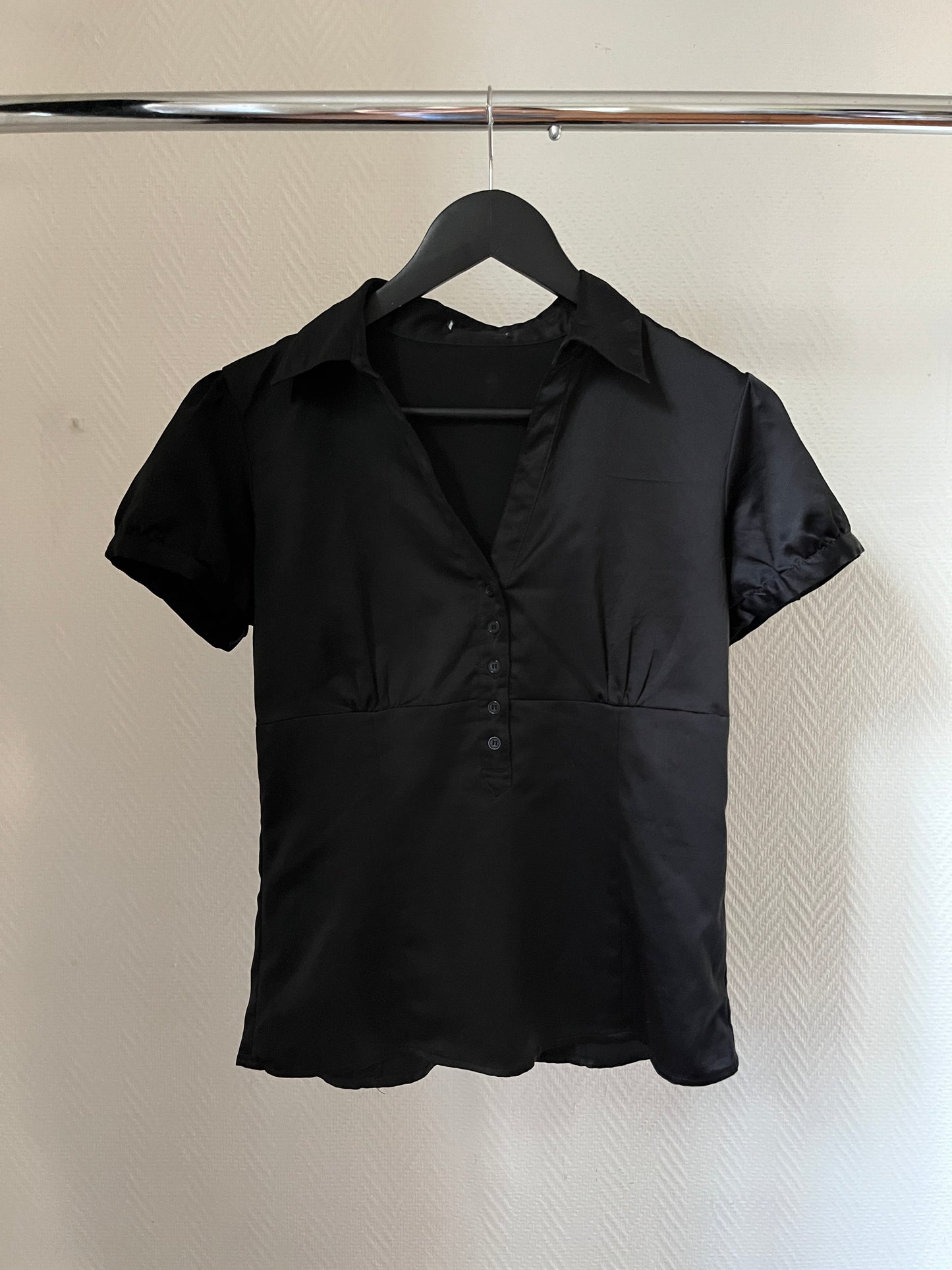 Vintage satin black buttoned top