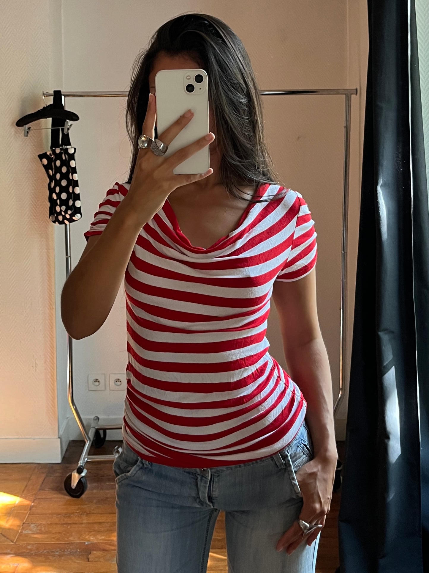 Vintage striped draped top