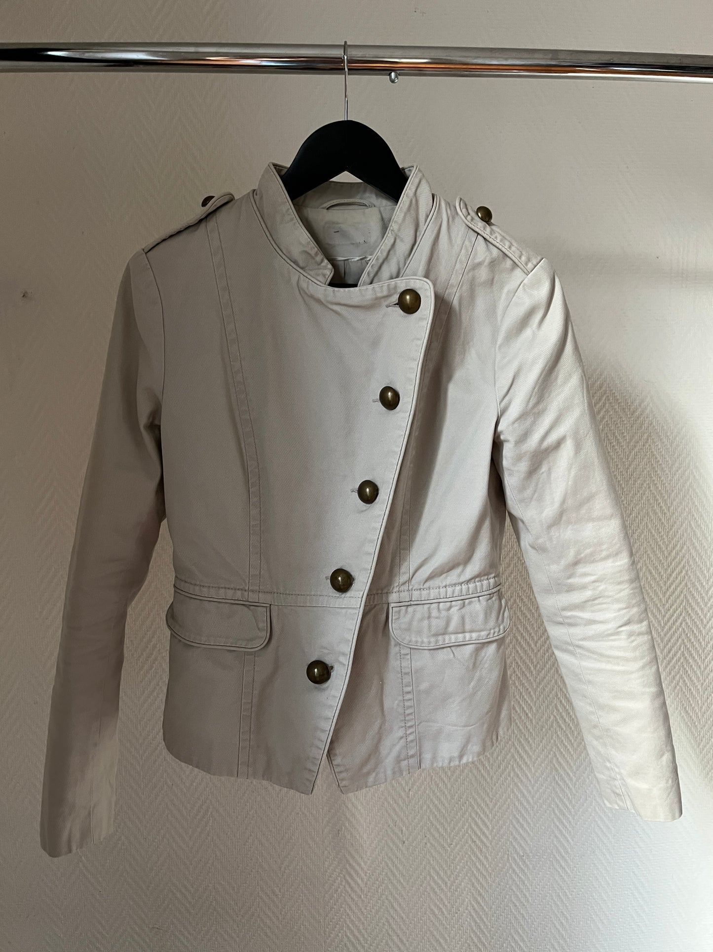 Vintage asymmetrical beige officer jacket