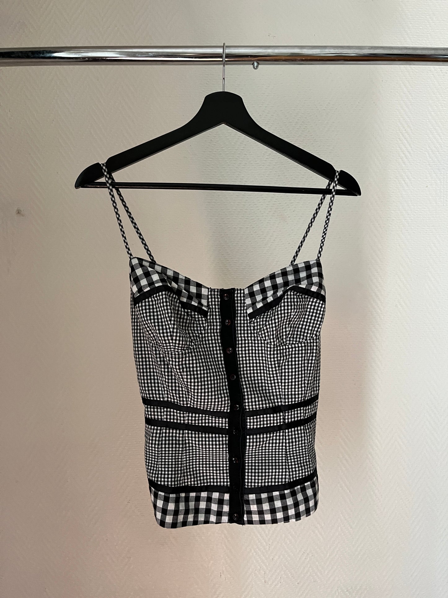 Black & white Vichy cami top
