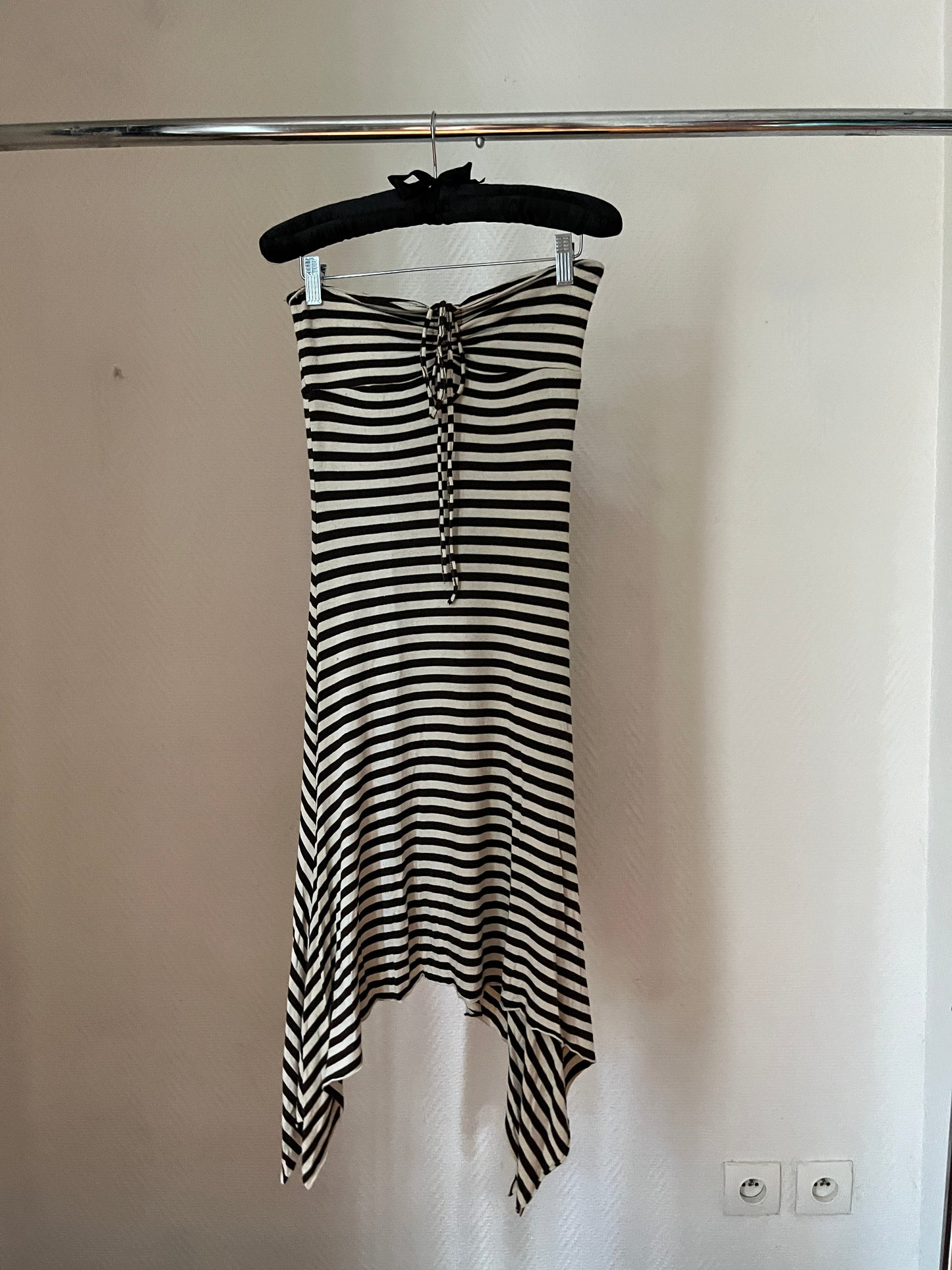 Vintage asymmetrical striped dress