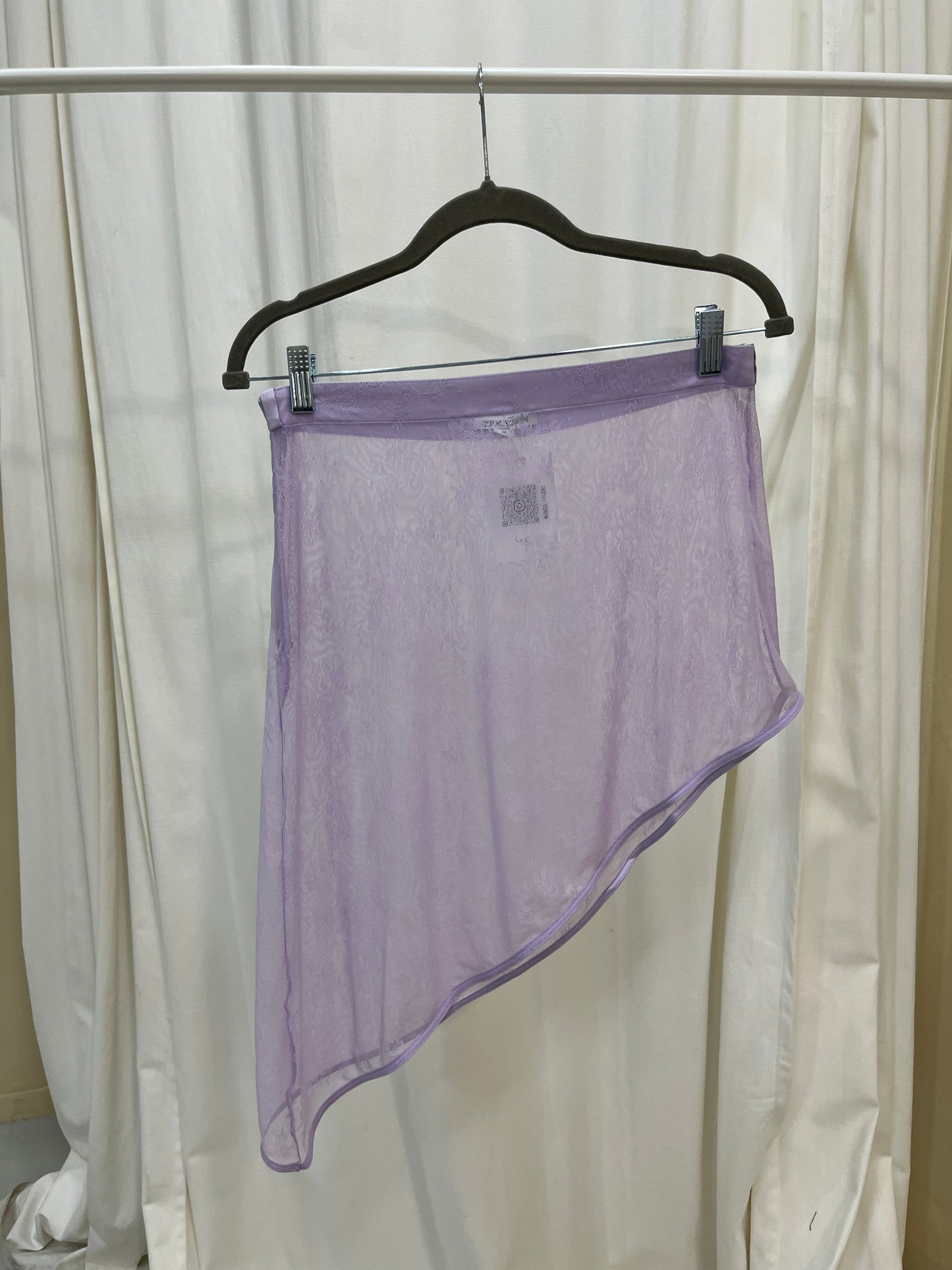 Vintage lilac asymmetrical lace see-through skirt