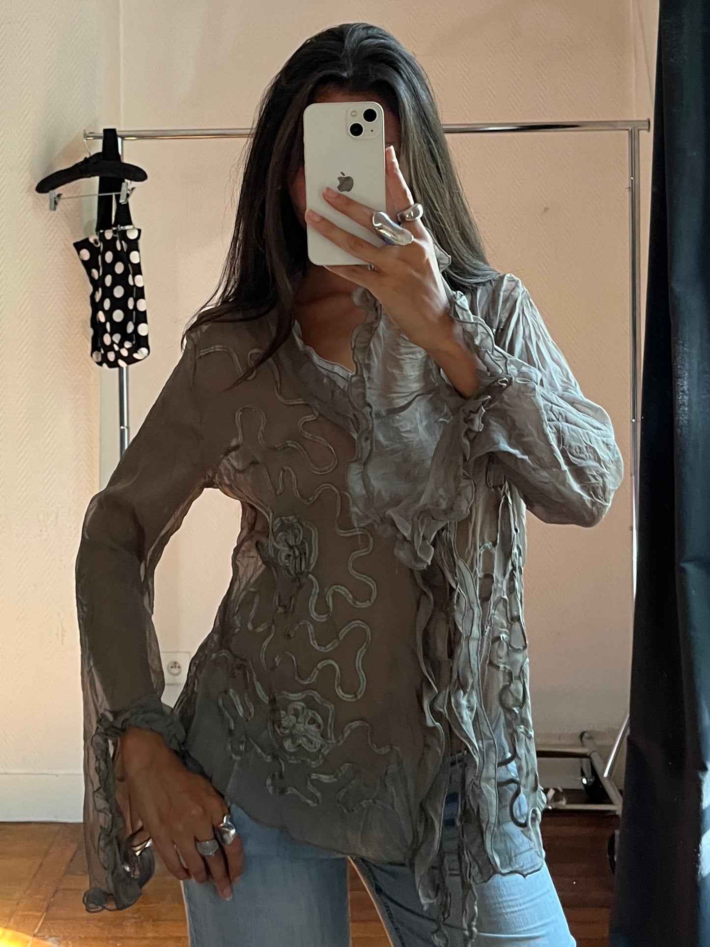Vintage khaki see through shirt