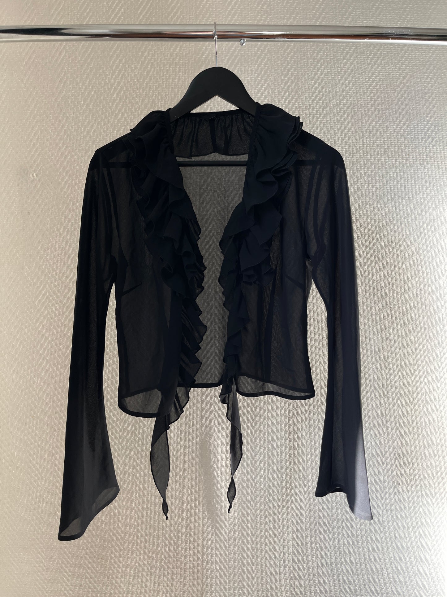 Vintage black ruched blouse
