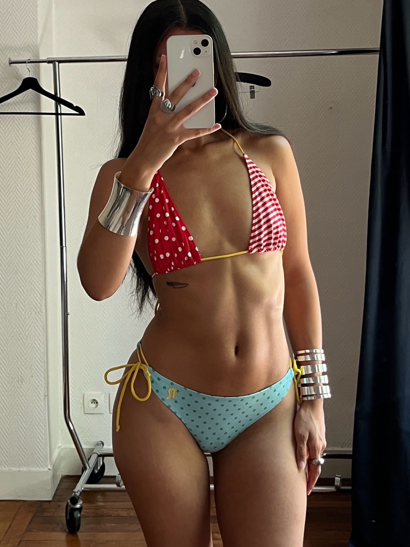 Vintage polka dot & stripes colorful bikini