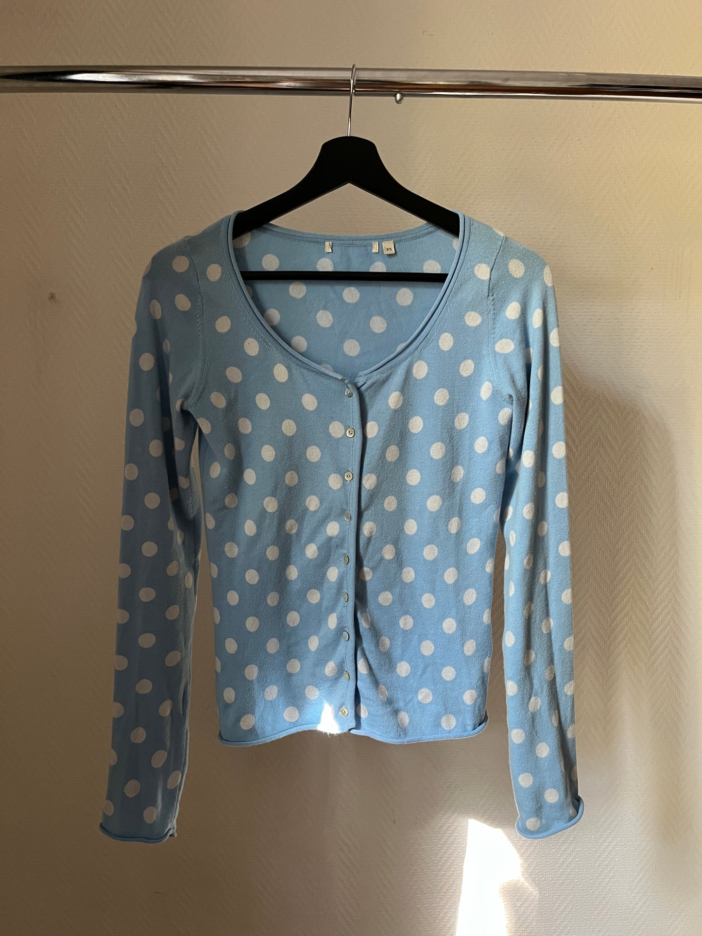Vintage blue polka dot cardigan