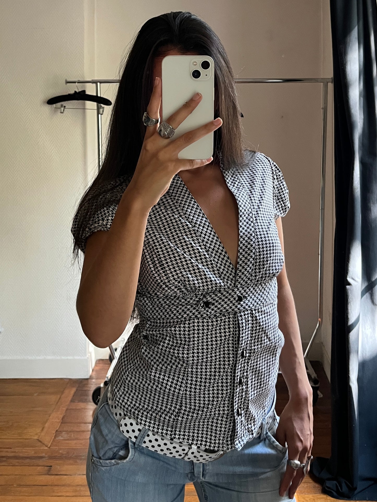 Vintage houndstooth buttoned shirt