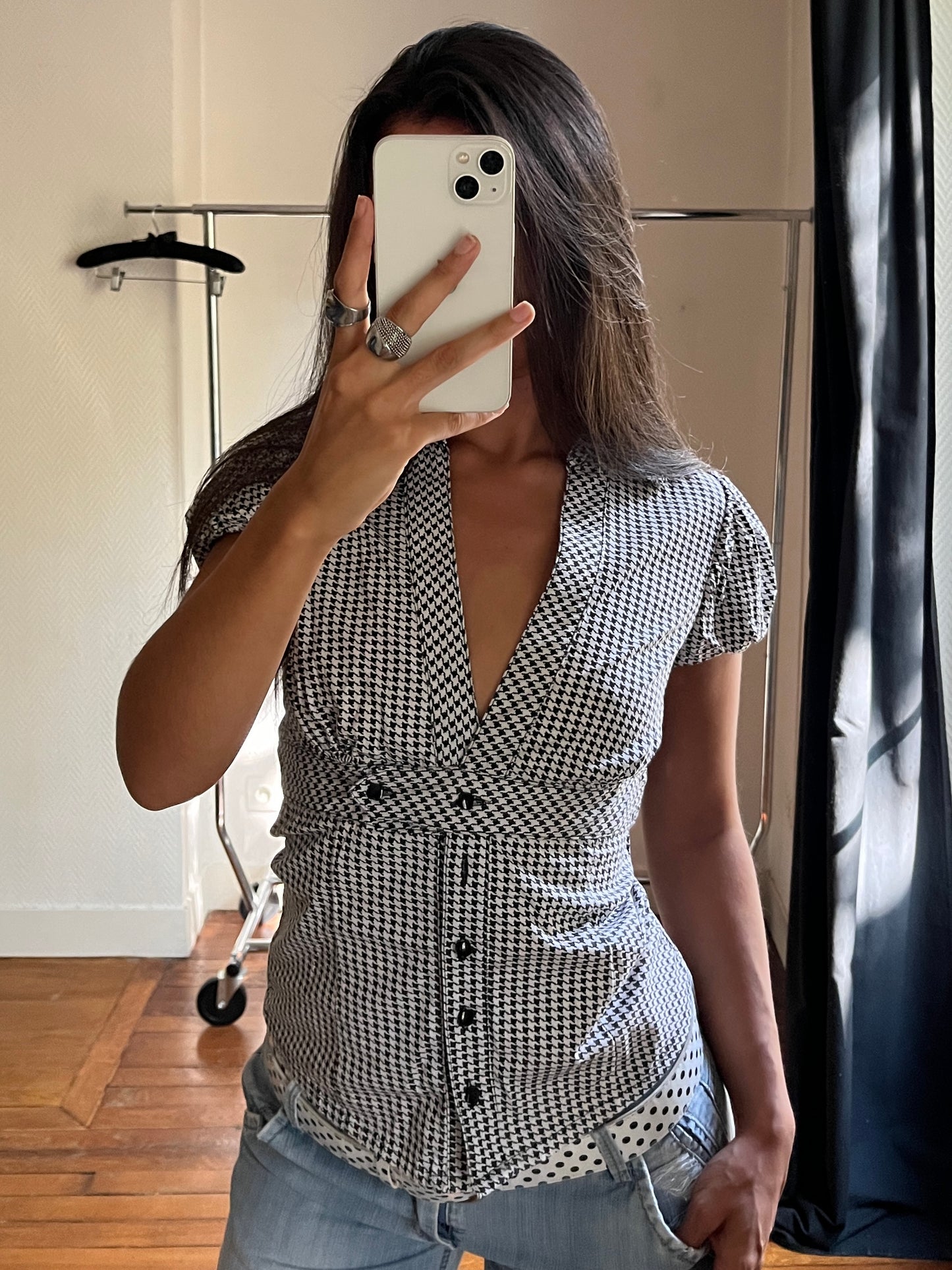 Vintage houndstooth buttoned shirt