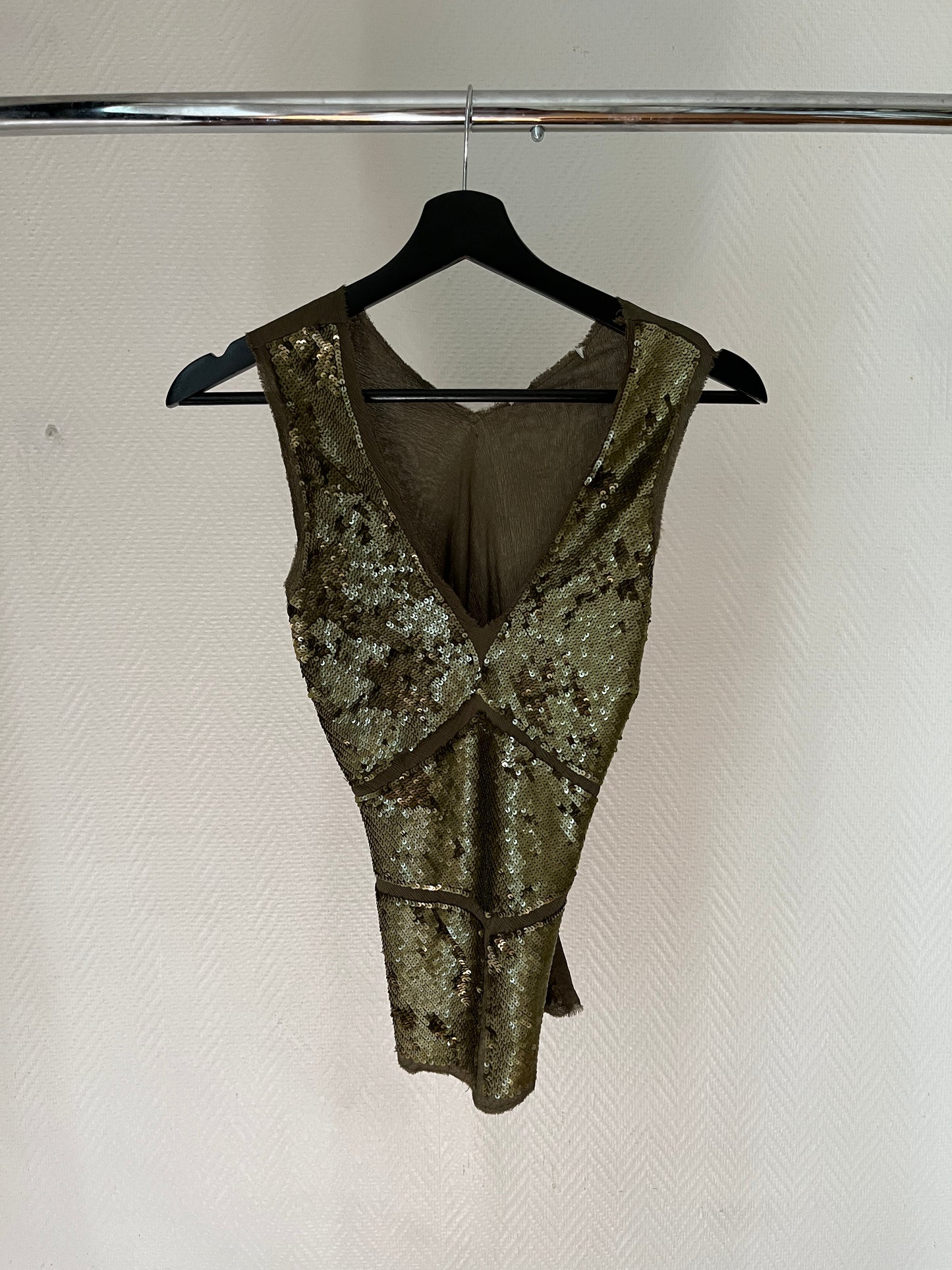 Vintage khaki sequins top
