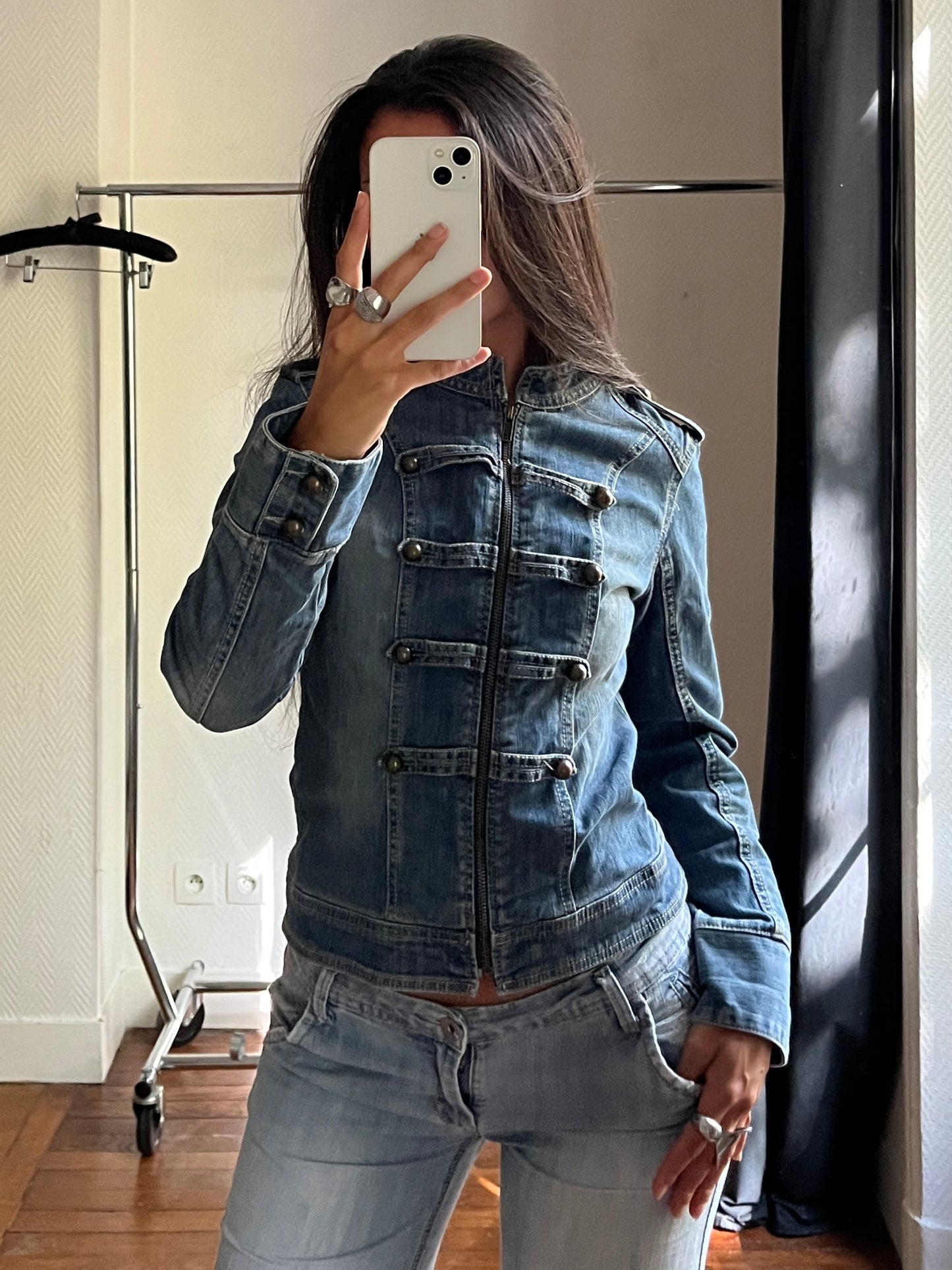 Vintage denim officer jacket