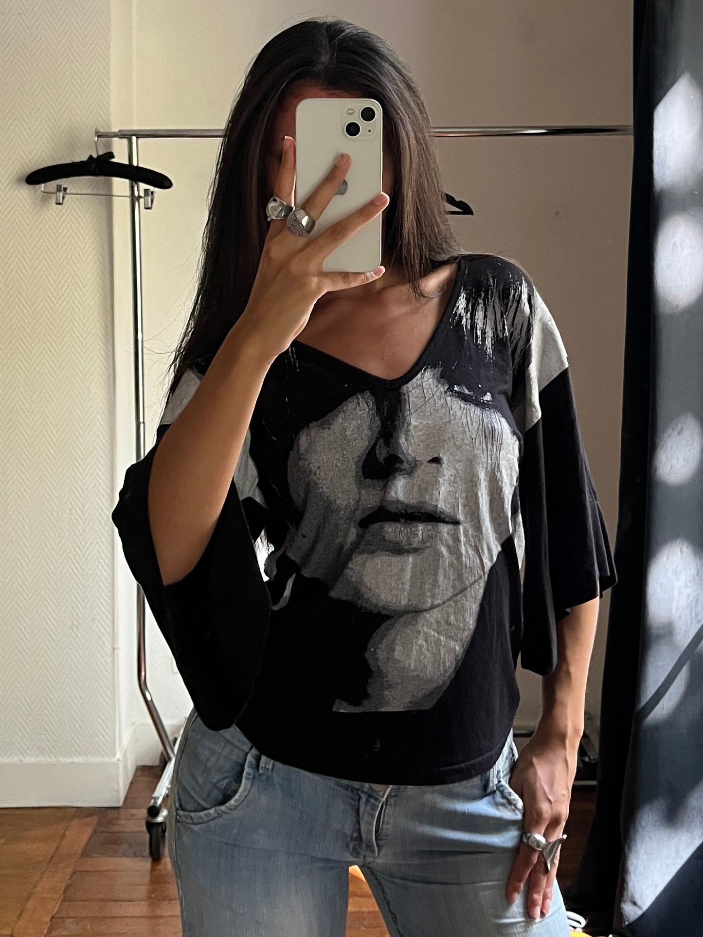 Vintage face batwing top