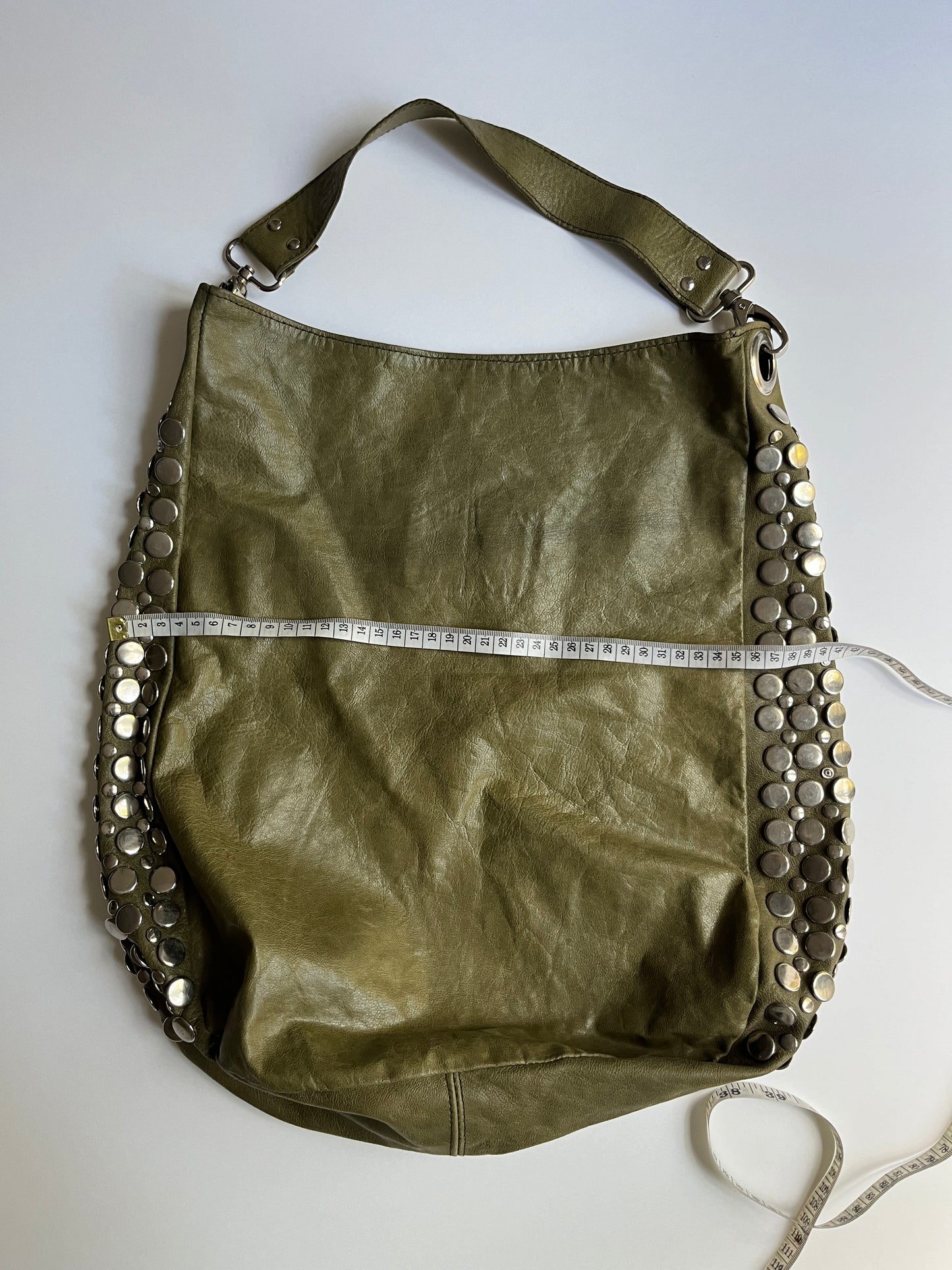 Vintage studded khaki bag