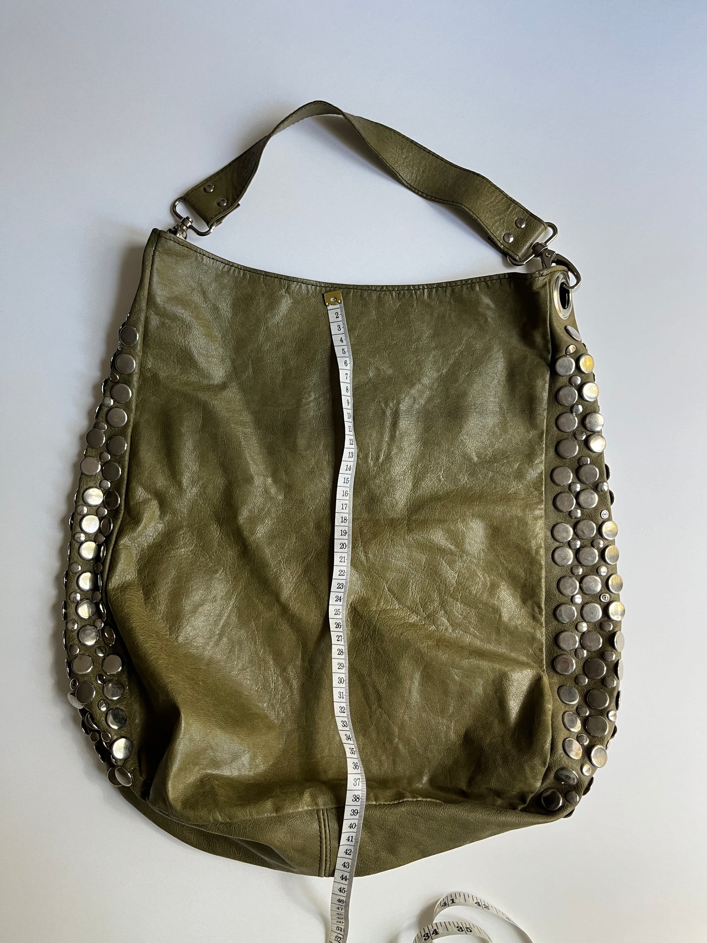 Vintage studded khaki bag