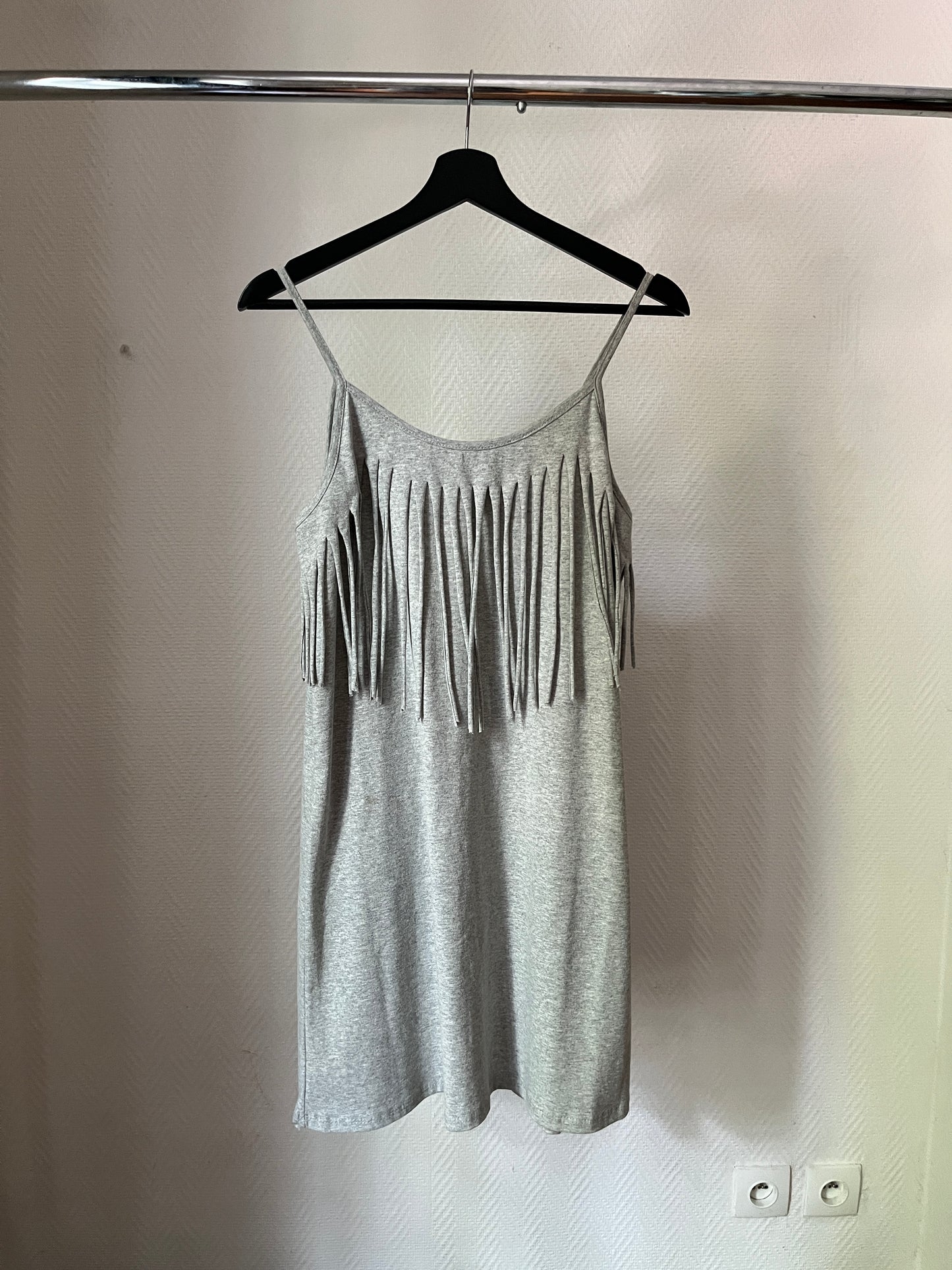 Vintage grey fringed dress