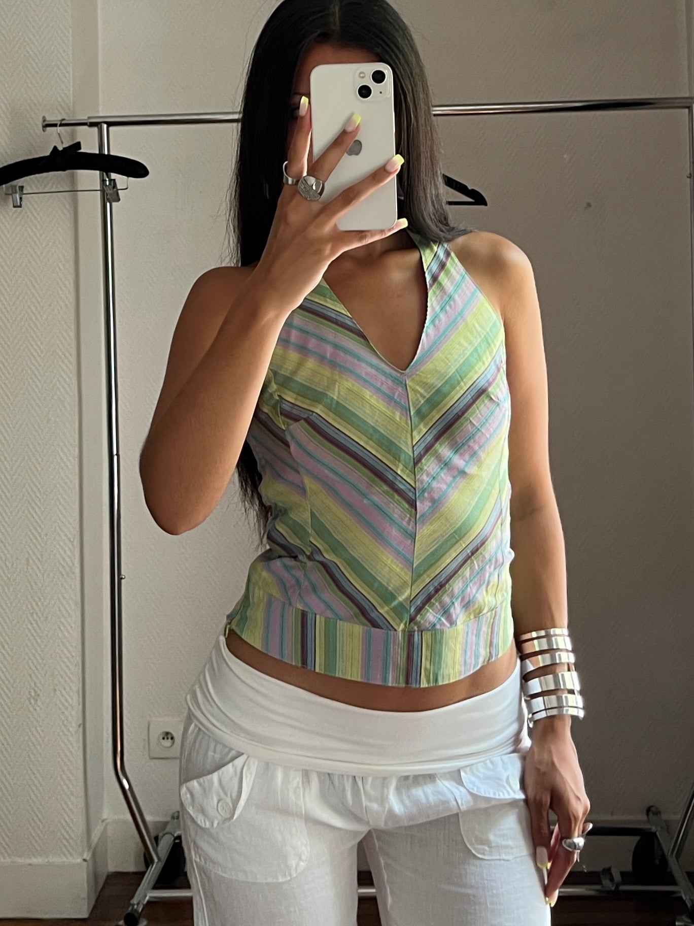 Vintage striped halter top
