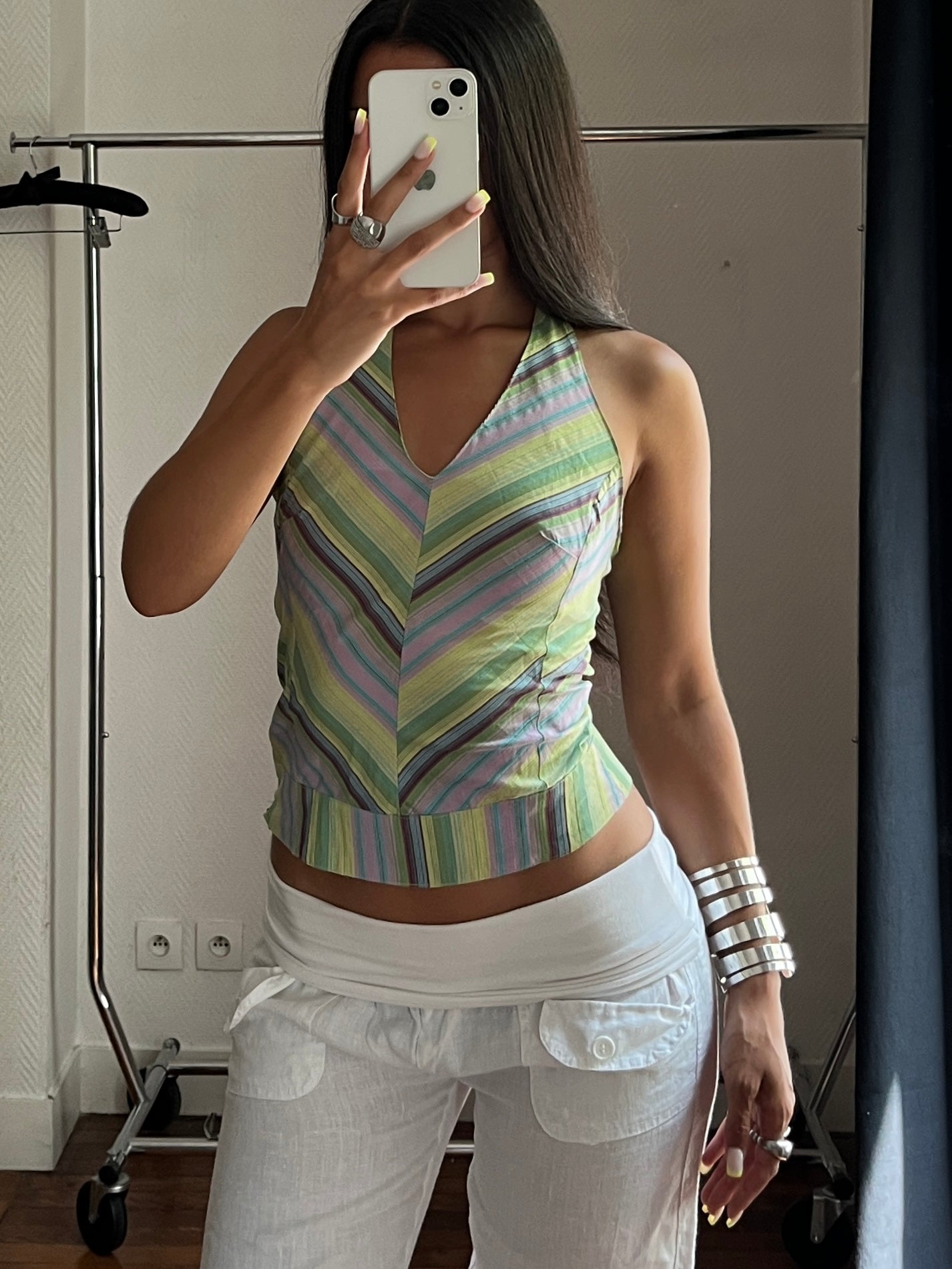 Vintage striped halter top