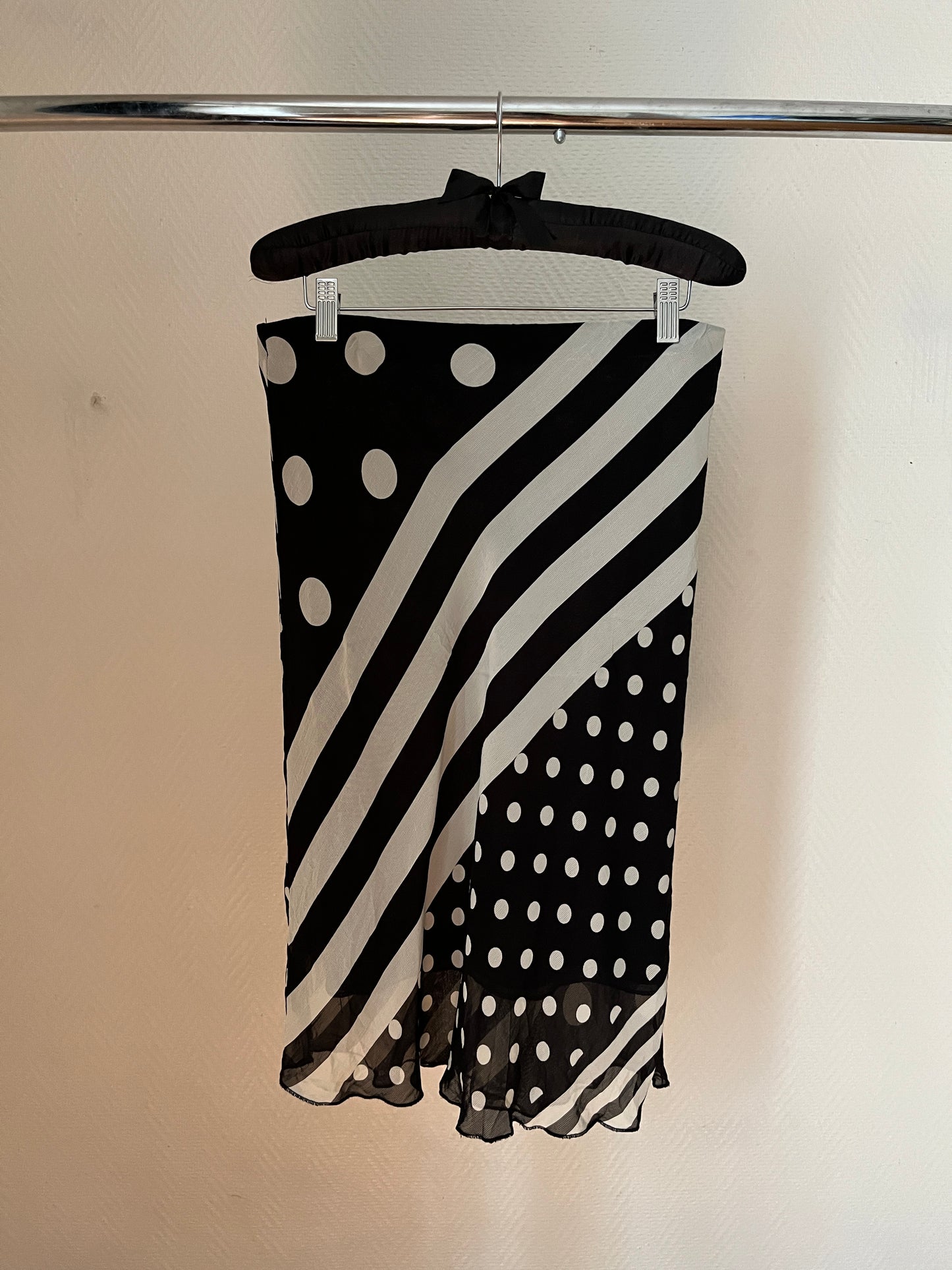Vintage striped & polka dot midi skirt