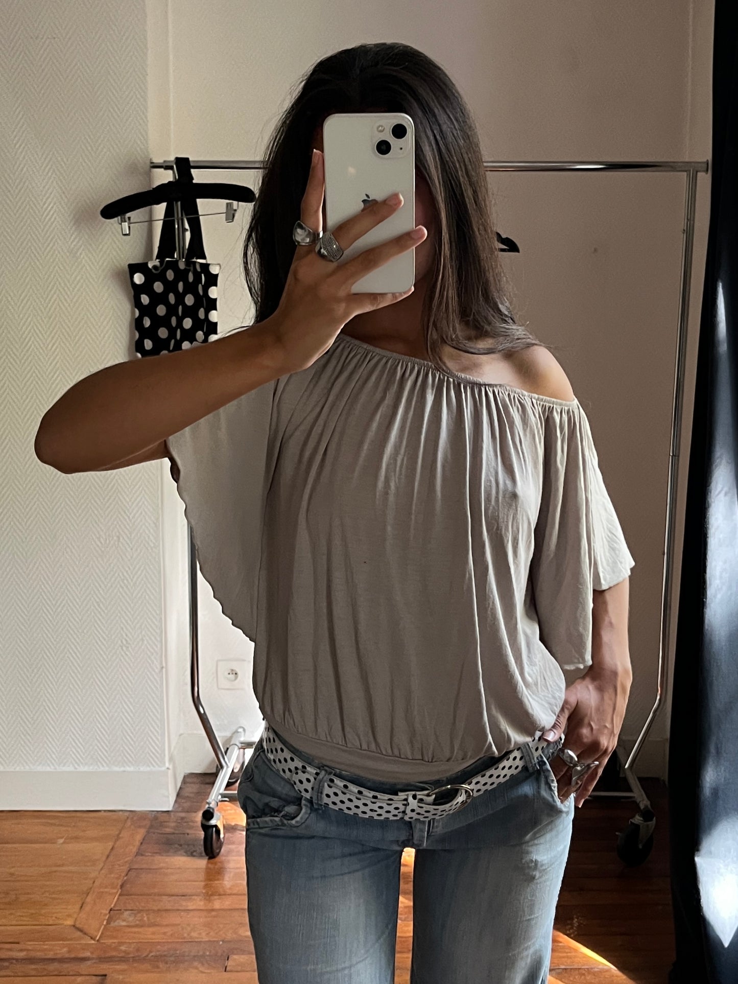 Vintage batwing draped top