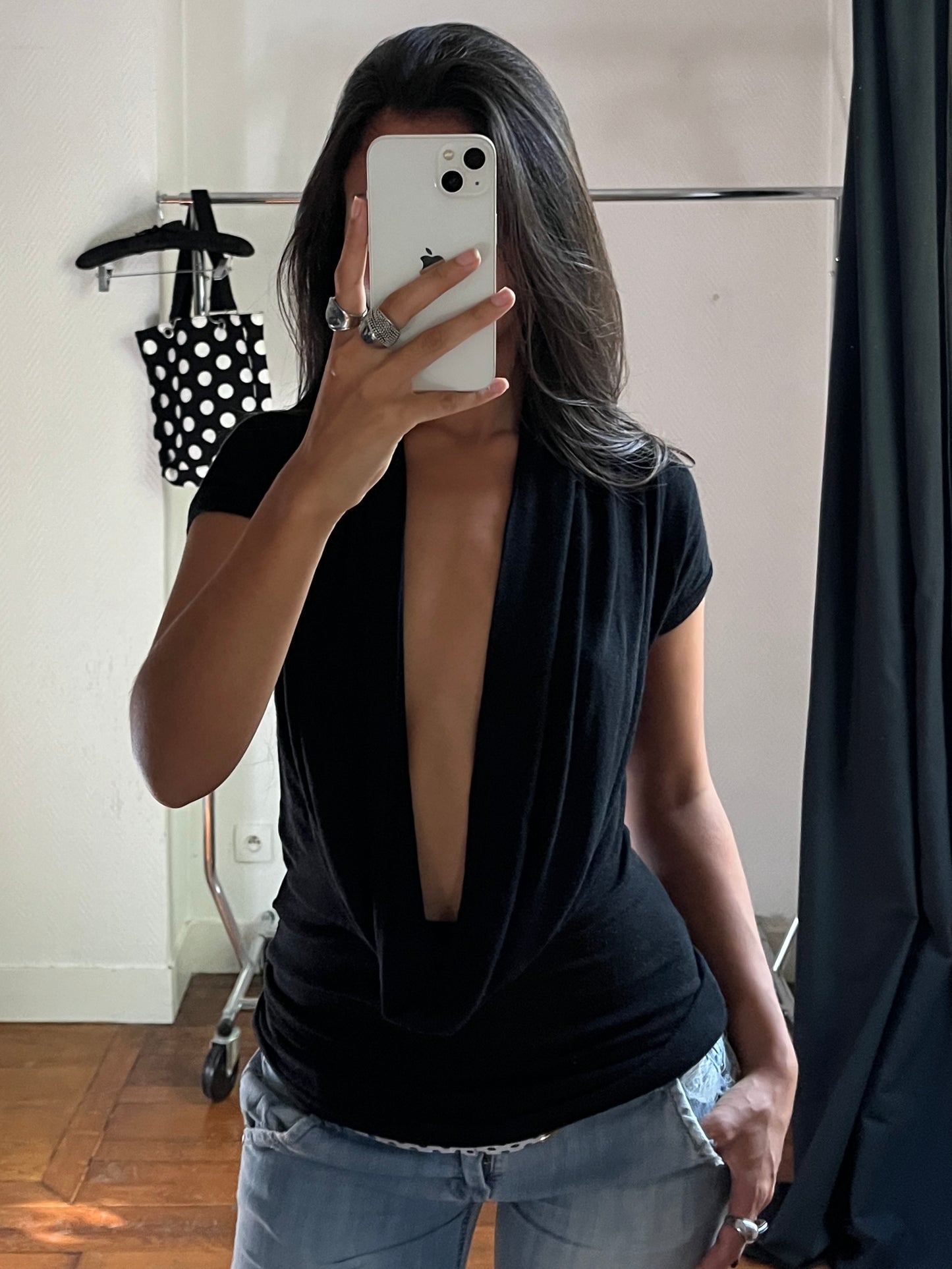 Vintage black draped top