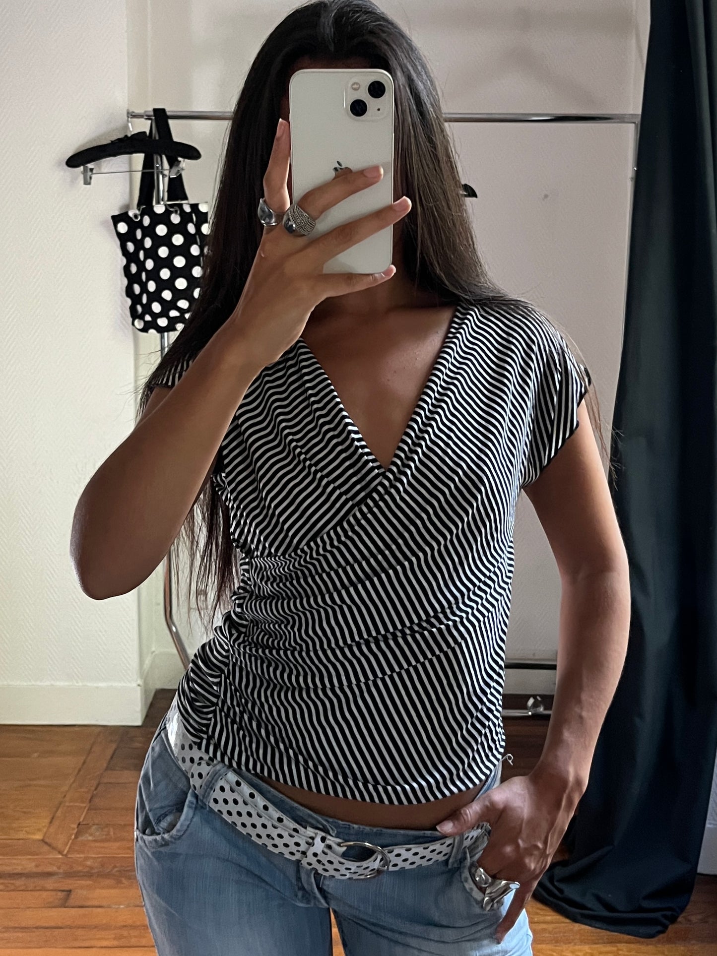 Vintage wrap up striped top