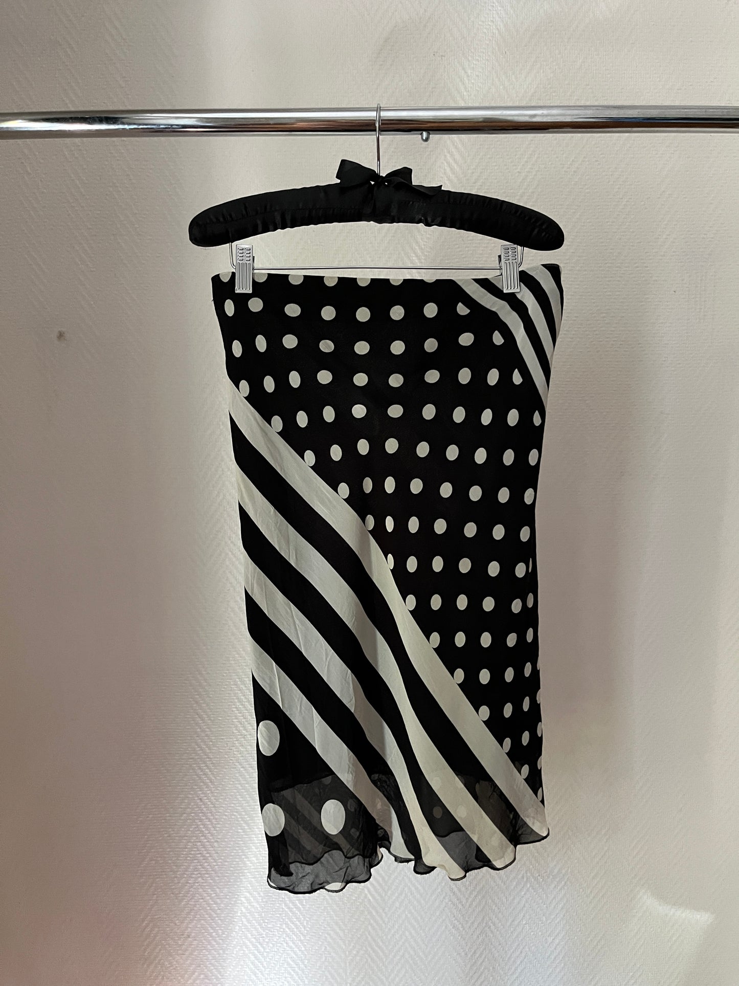 Vintage stripes & polka dot midi skirt