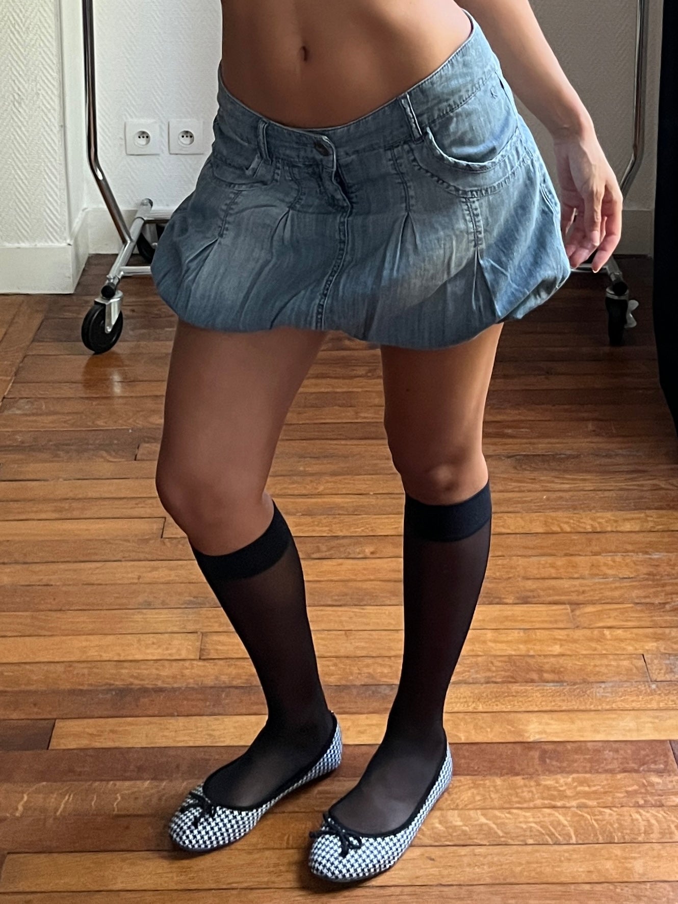 Vintage bubble denim skirt