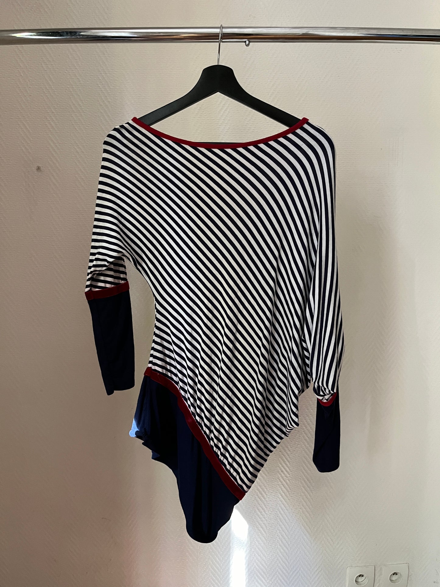 Vintage asymmetrical striped blouse/mini dress