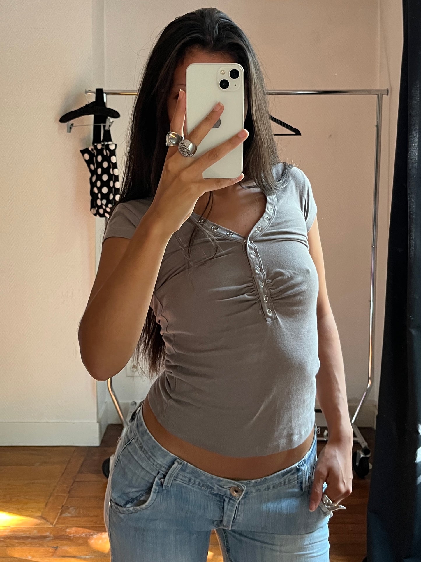 Vintage grey buttoned top