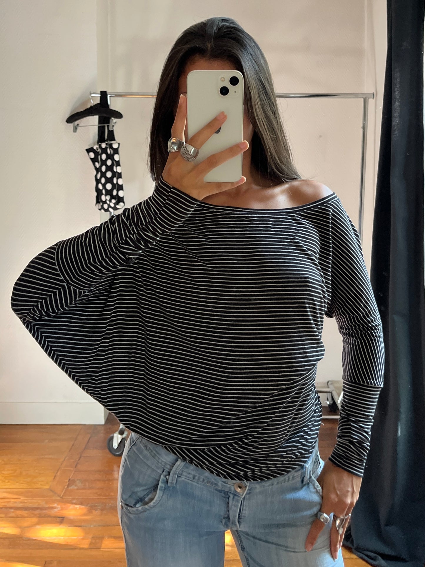 Vintage asymmetrical striped top