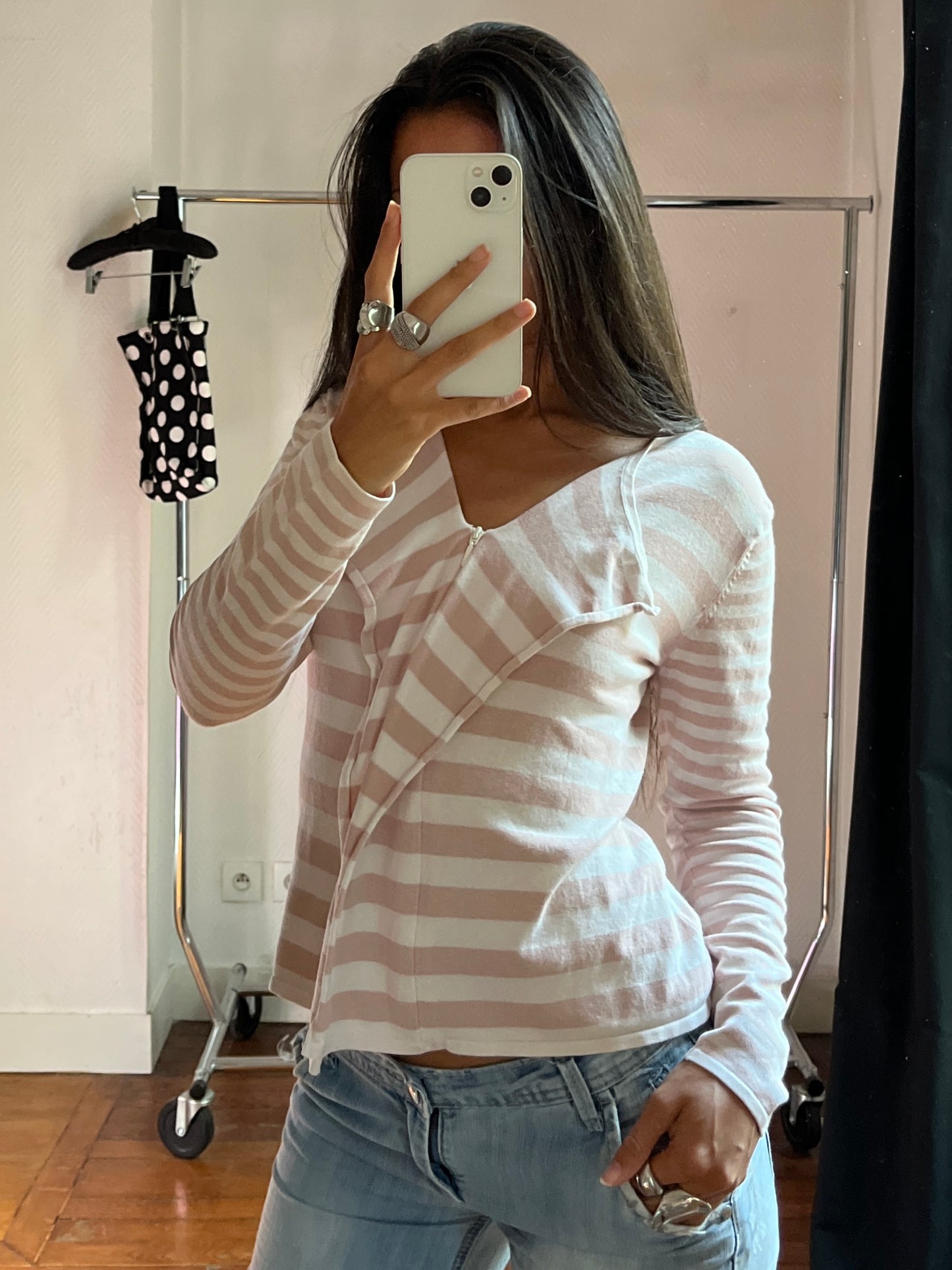 Vintage striped zip up cardigan